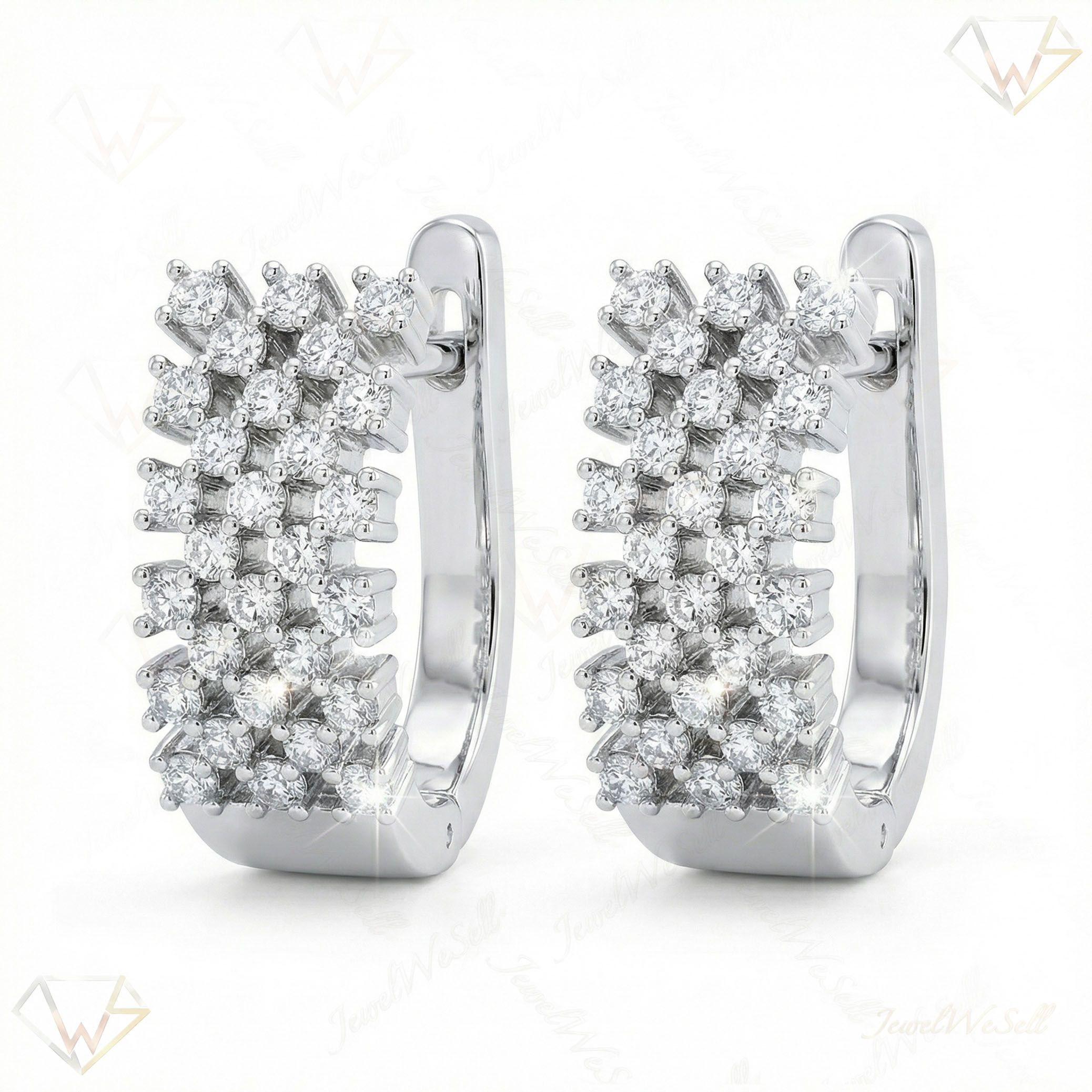 0.75 ct EF VS Lab Grown DIamond Huggies Earrings in 10k White Gold 301109