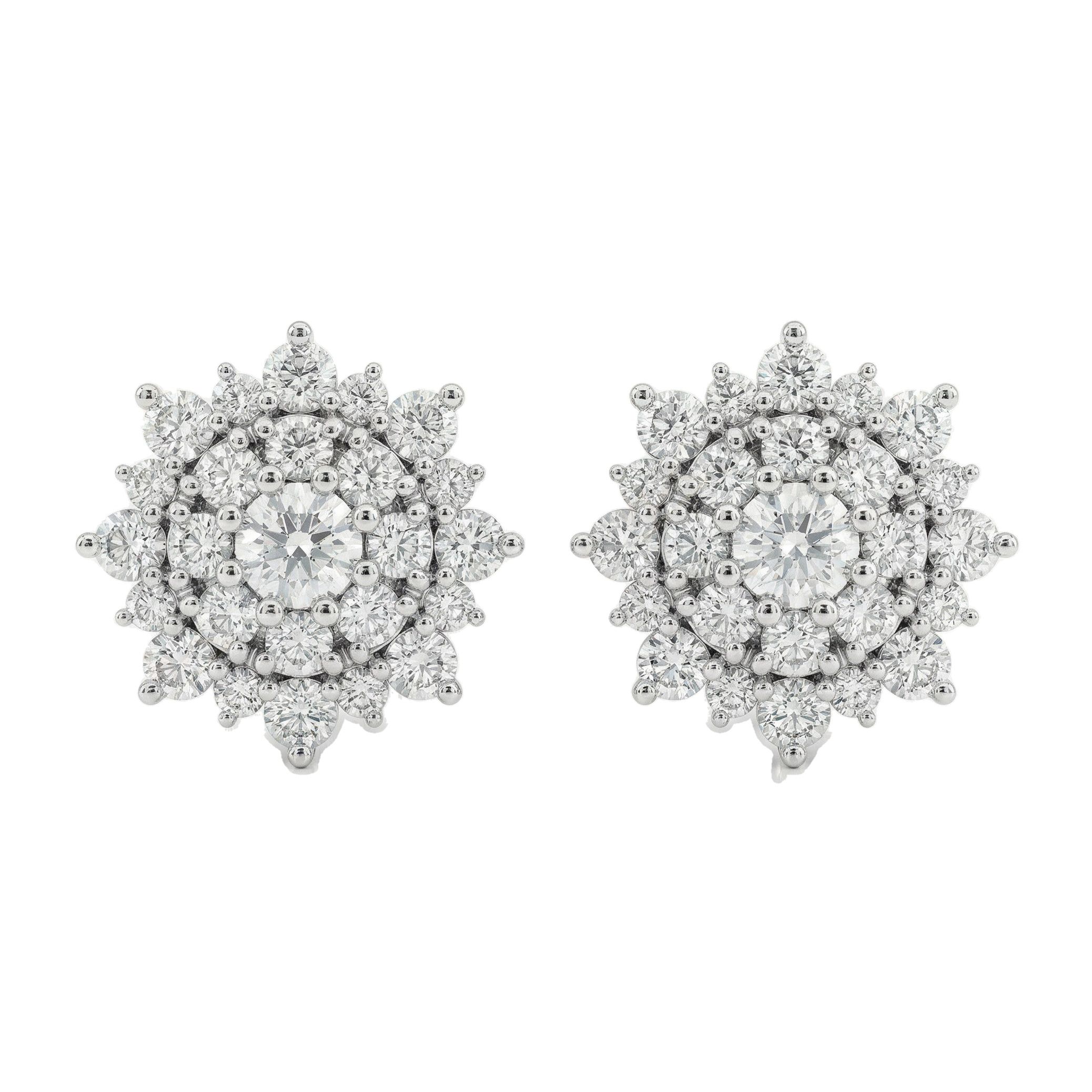 0.60 ct EF VS Lab Grown DIamond Cluster Earrings in 14k White Gold 301115