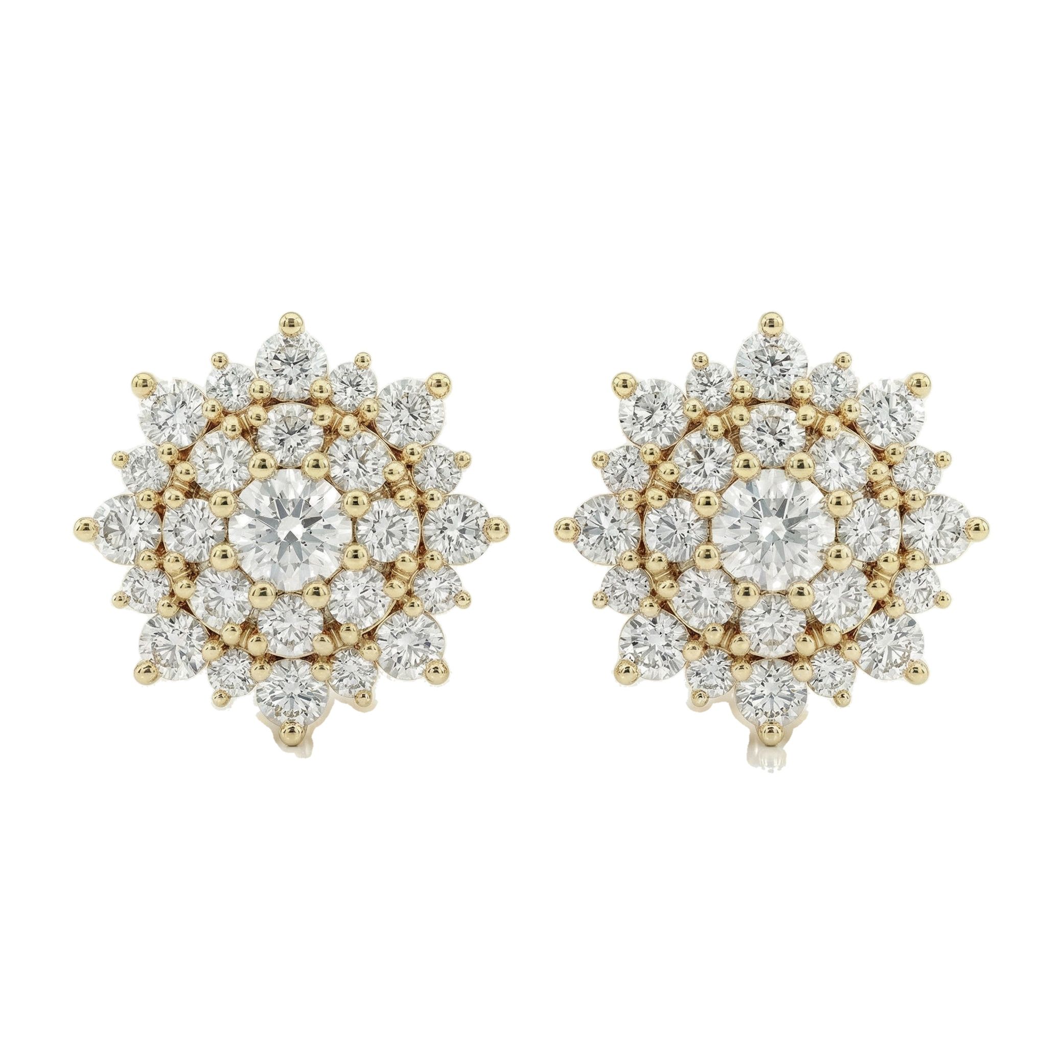 0.60 ct EF VS Lab Grown DIamond Cluster Earrings in 10k Yellow Gold 301115