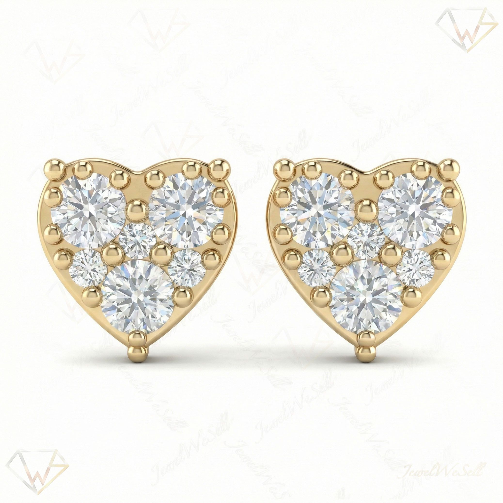 1.10 ct EF VS Lab Grown DIamond Cluster Earrings in 14k Yellow Gold 301135