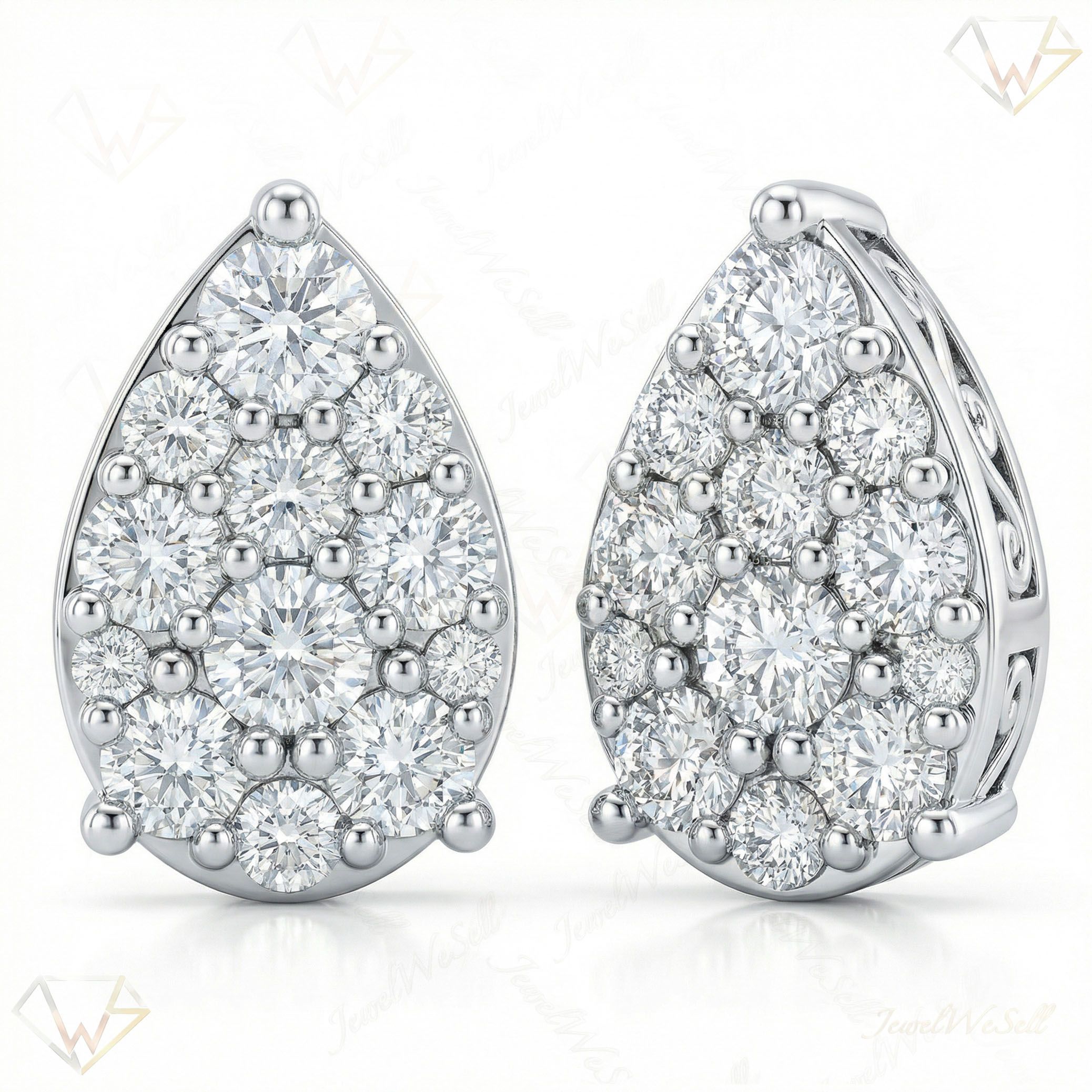 1.15 ct EF VS Lab Grown DIamond Cluster Earrings in 10k White Gold 301136