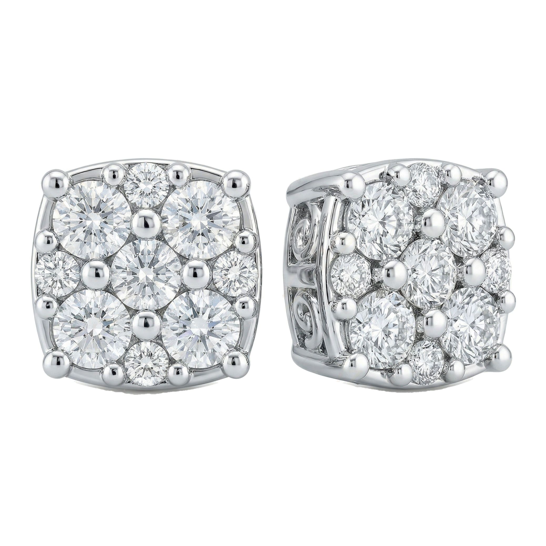 2.40 ct EF VS Moissanite Cluster Earrings in 925 Sterling Silver 301139