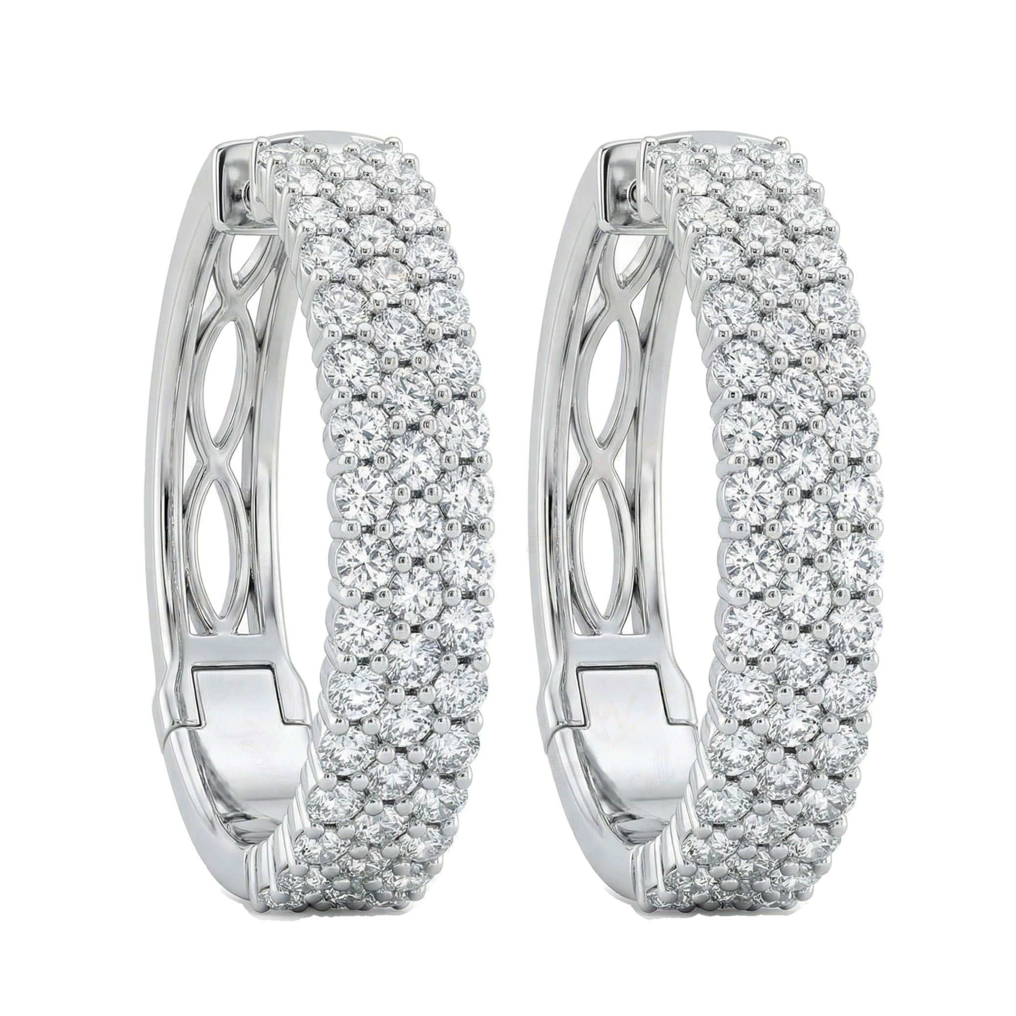 4.90 ct EF VS Lab Grown DIamond Hoops Earrings in 10k White Gold 301144