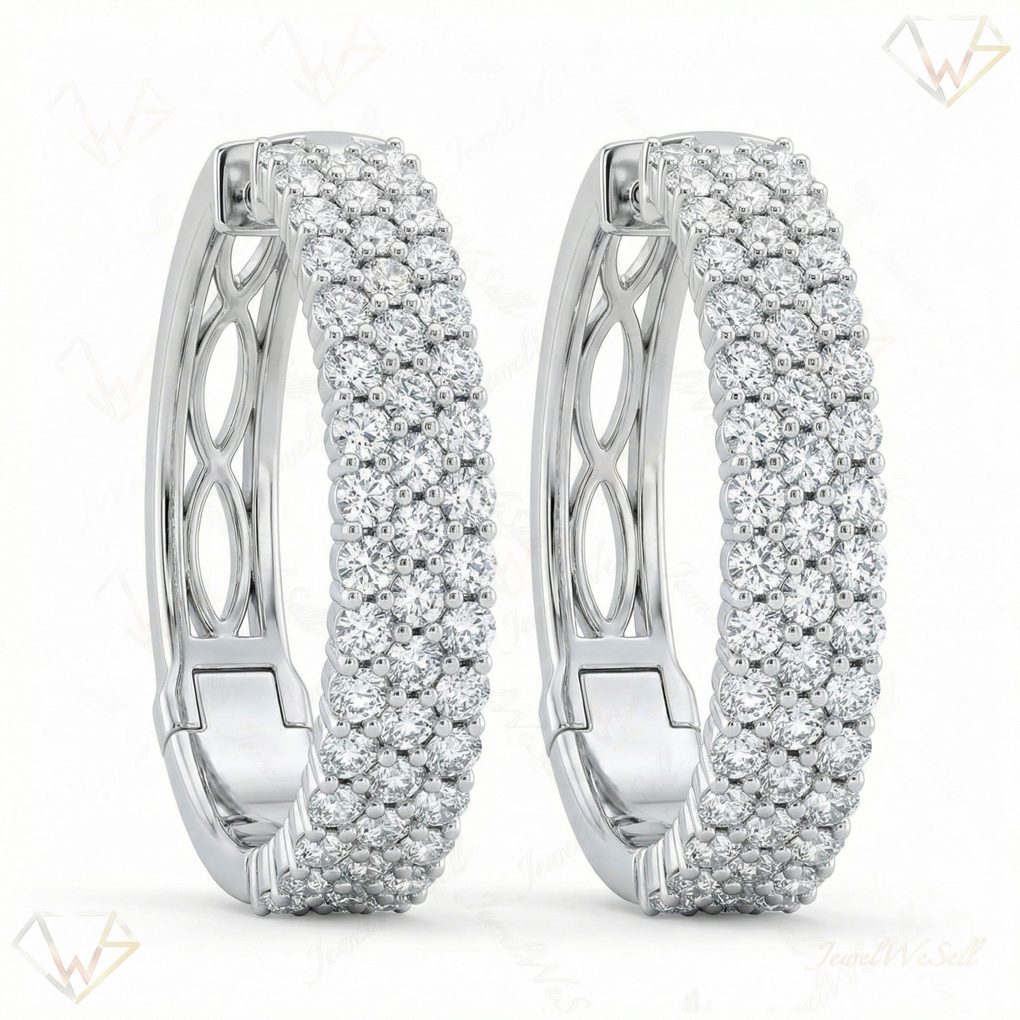 4.90 ct EF VS Lab Grown DIamond Hoops Earrings in 14k White Gold 301144