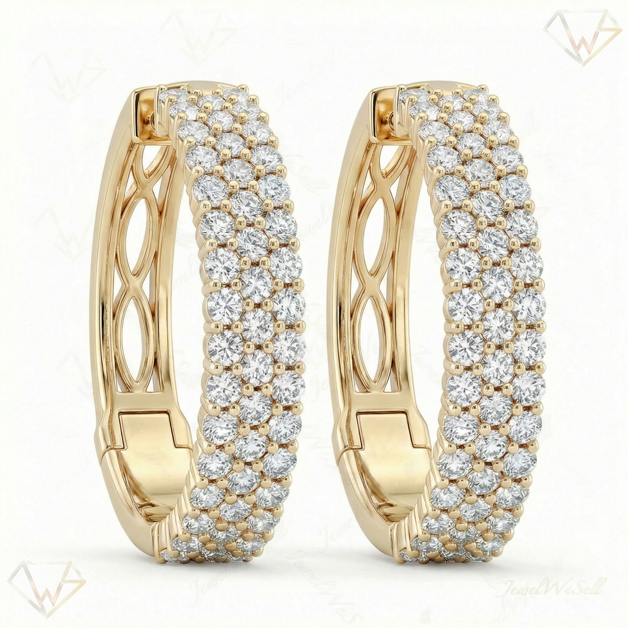 4.90 ct EF VS Lab Grown DIamond Hoops Earrings in 14k Yellow Gold 301144