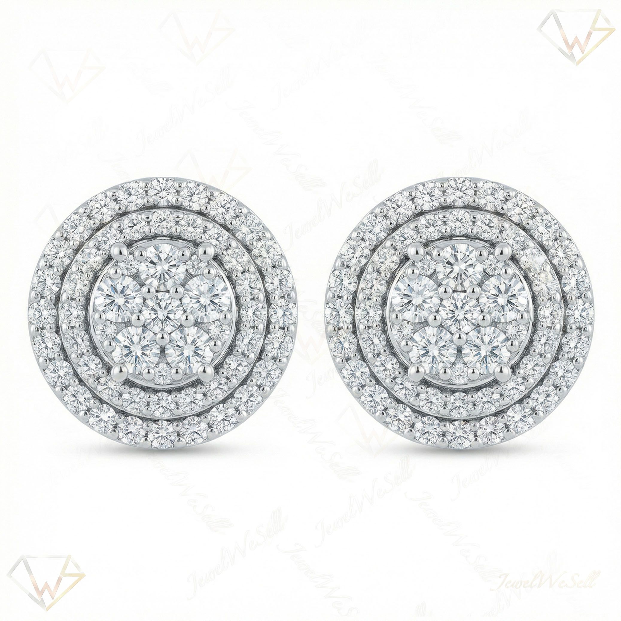 1.10 ct EF VS Lab Grown DIamond Cluster Earrings in 10k White Gold 301146