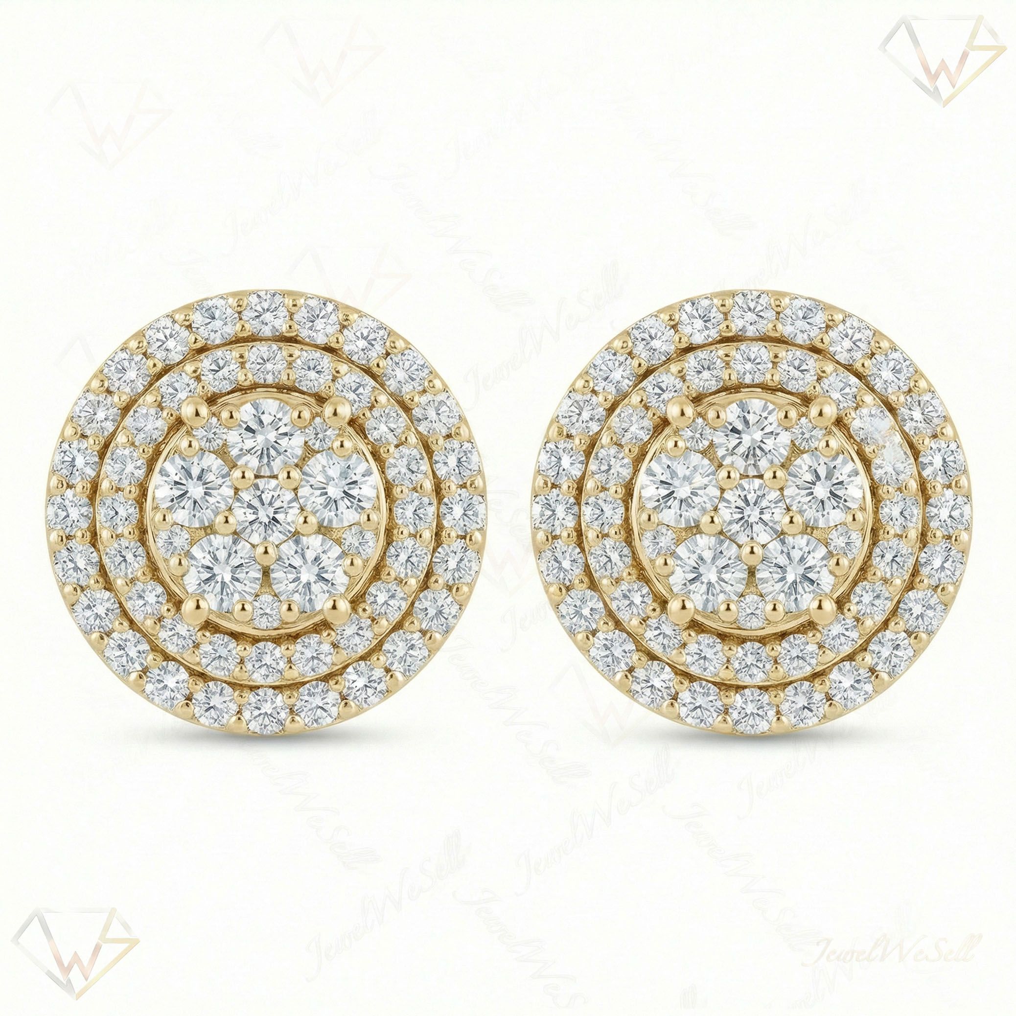 1.10 ct EF VS Lab Grown DIamond Cluster Earrings in 14k Yellow Gold 301146