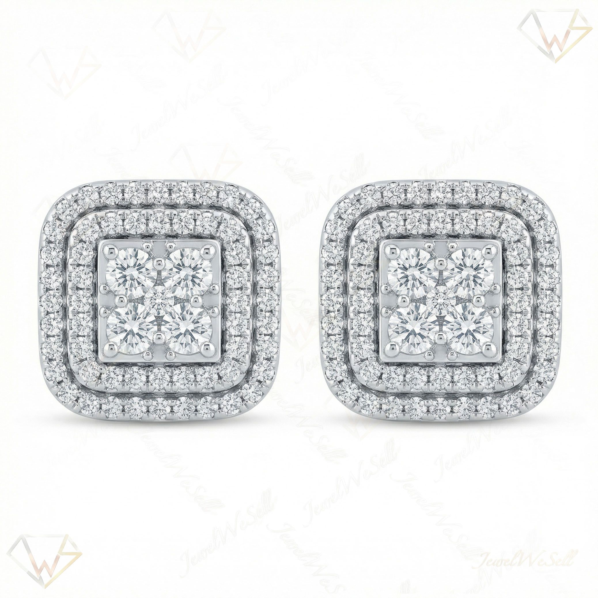 1.05 ct EF VS Lab Grown DIamond Halo Earrings in 14k White Gold 301148