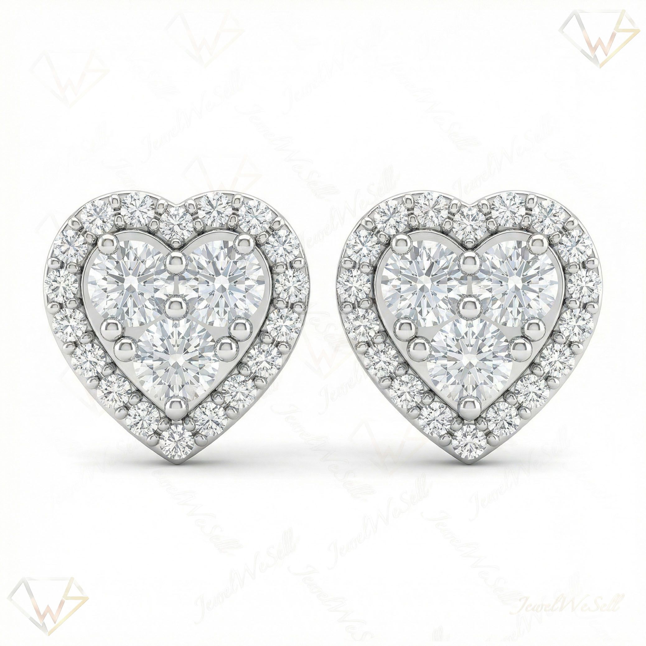 1.20 ct EF VS Lab Grown DIamond Cluster Earrings in 10k White Gold 301160