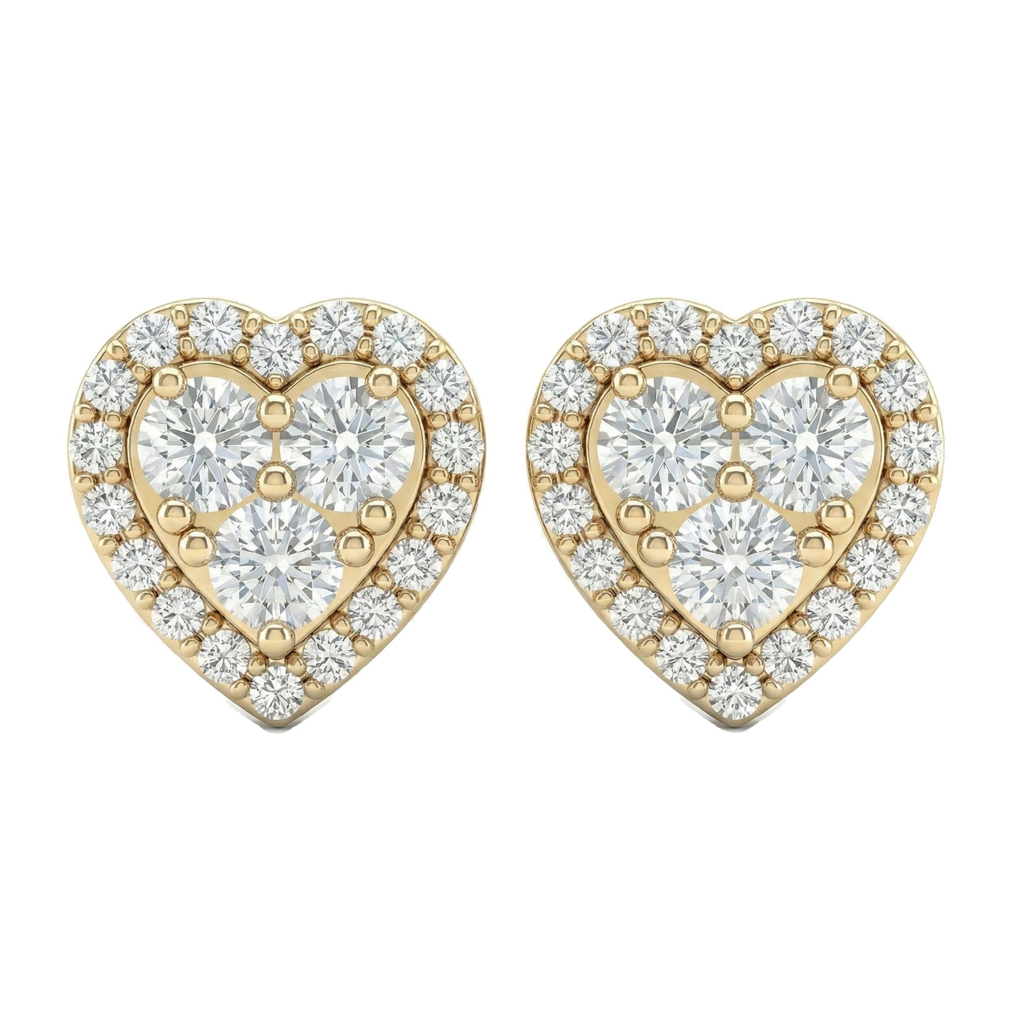 1.20 ct EF VS Lab Grown DIamond Cluster Earrings in 10k Yellow Gold 301160