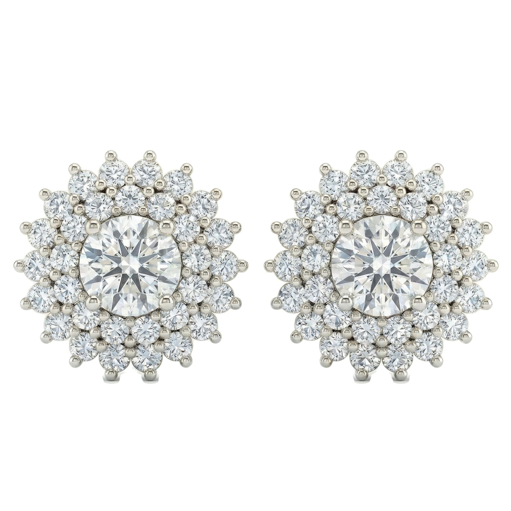 1.75 ct EF VS Lab Grown DIamond Halo Earrings in 10k White Gold 301164