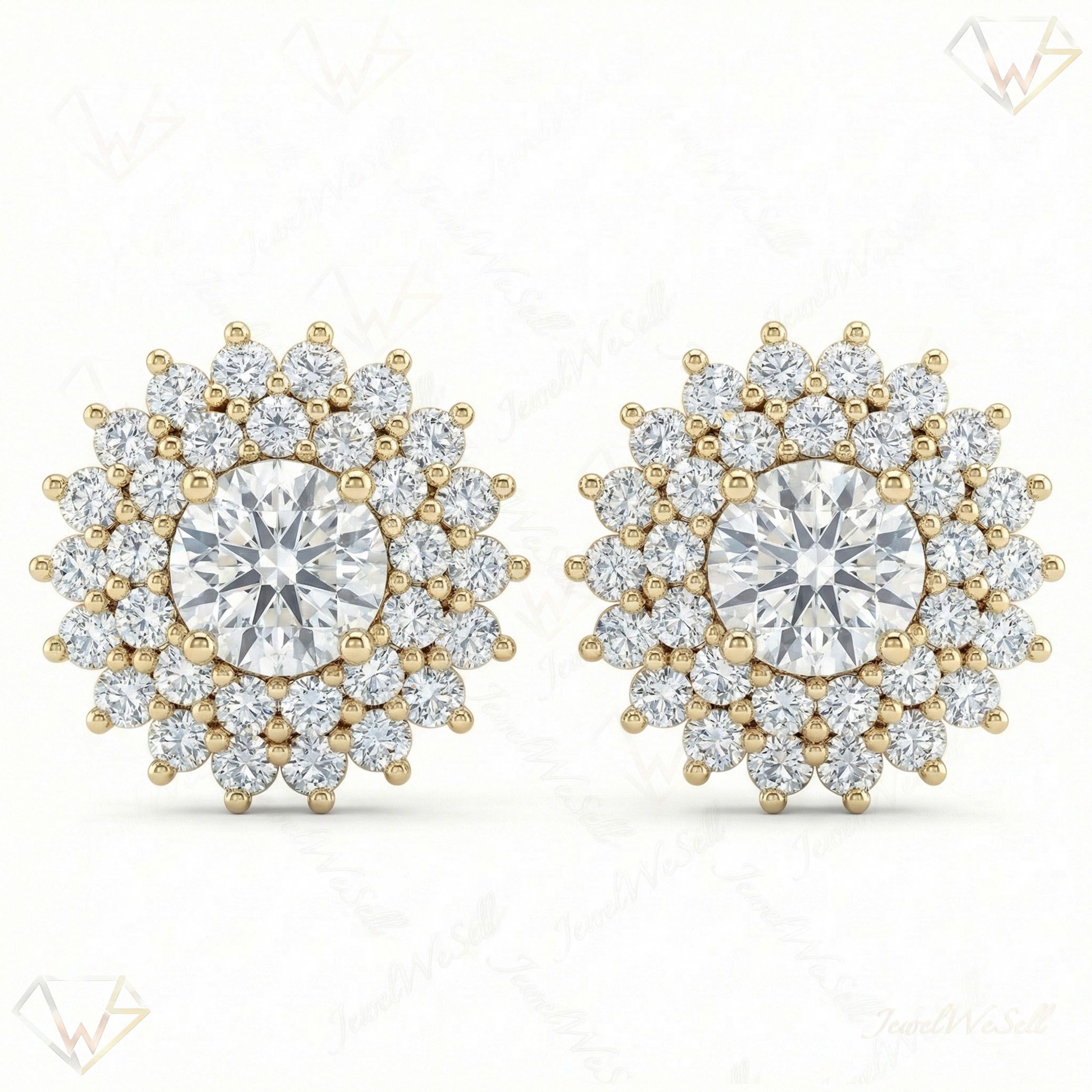 1.75 ct EF VS Lab Grown DIamond Halo Earrings in 14k Yellow Gold 301164