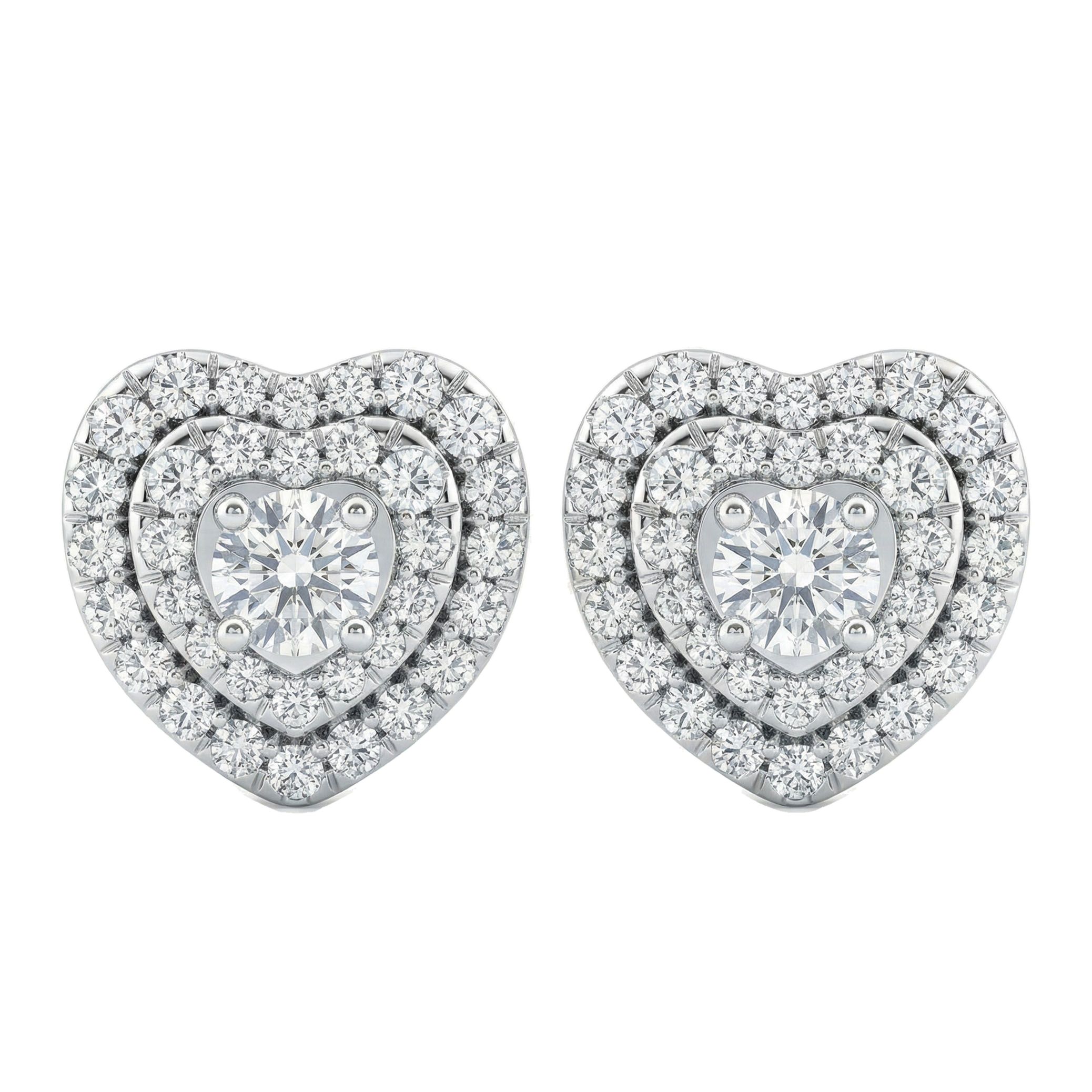 1.25 ct EF VS Lab Grown DIamond Halo Earrings in 14k White Gold 301165