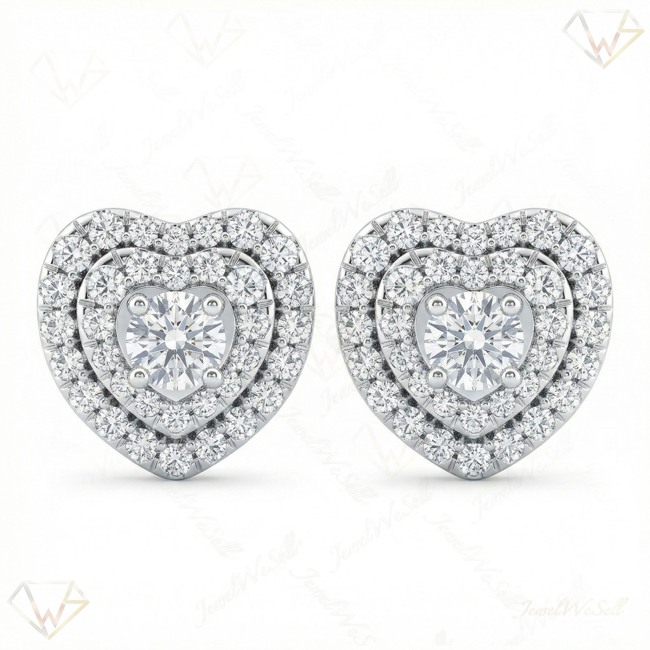 1.25 ct EF VS Lab Grown DIamond Halo Earrings in 10k White Gold 301165