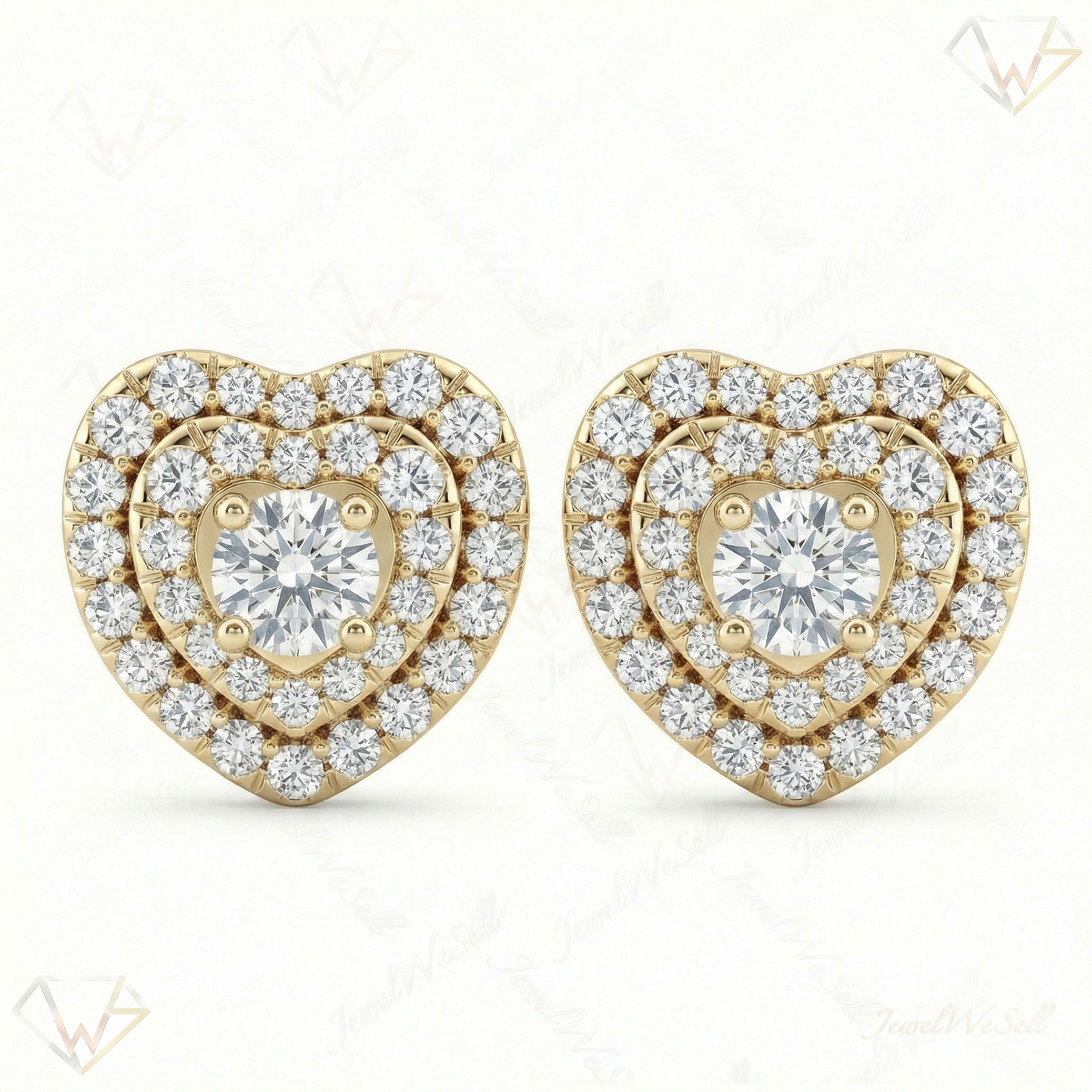 1.25 ct EF VS Lab Grown DIamond Halo Earrings in 10k Yellow Gold 301165