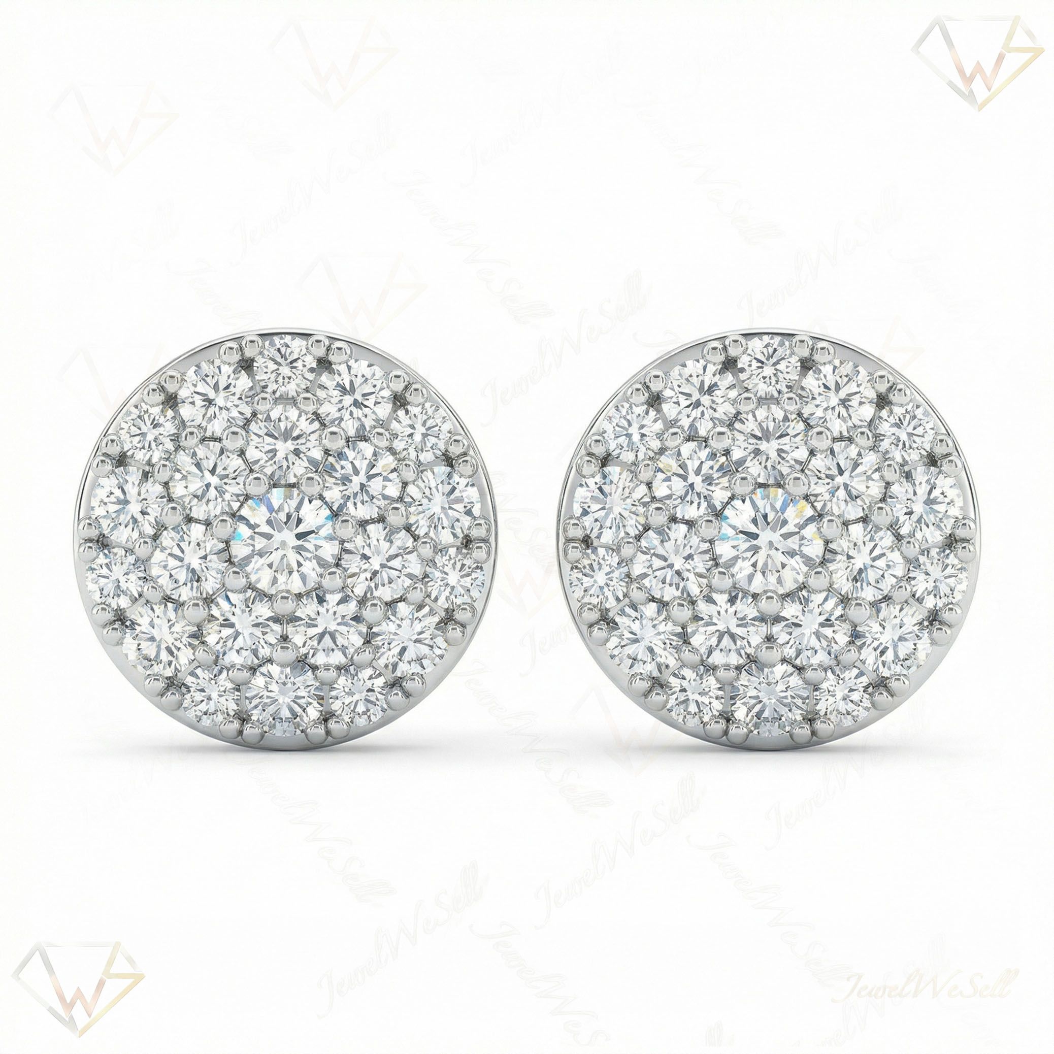 1.95 ct EF VS Lab Grown DIamond Cluster Earrings in 14k White Gold 301167