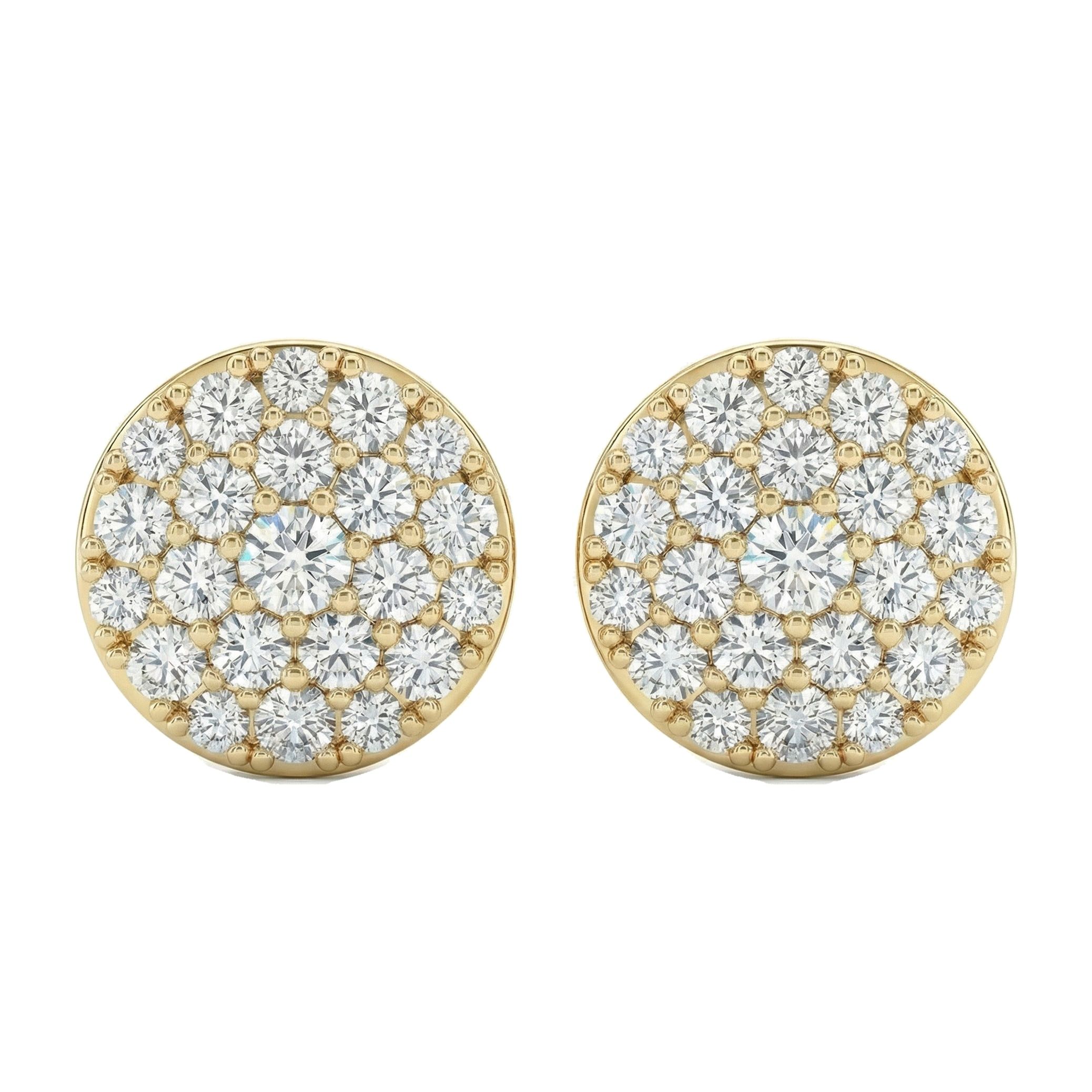 1.95 ct EF VS Lab Grown DIamond Cluster Earrings in 10k Yellow Gold 301167