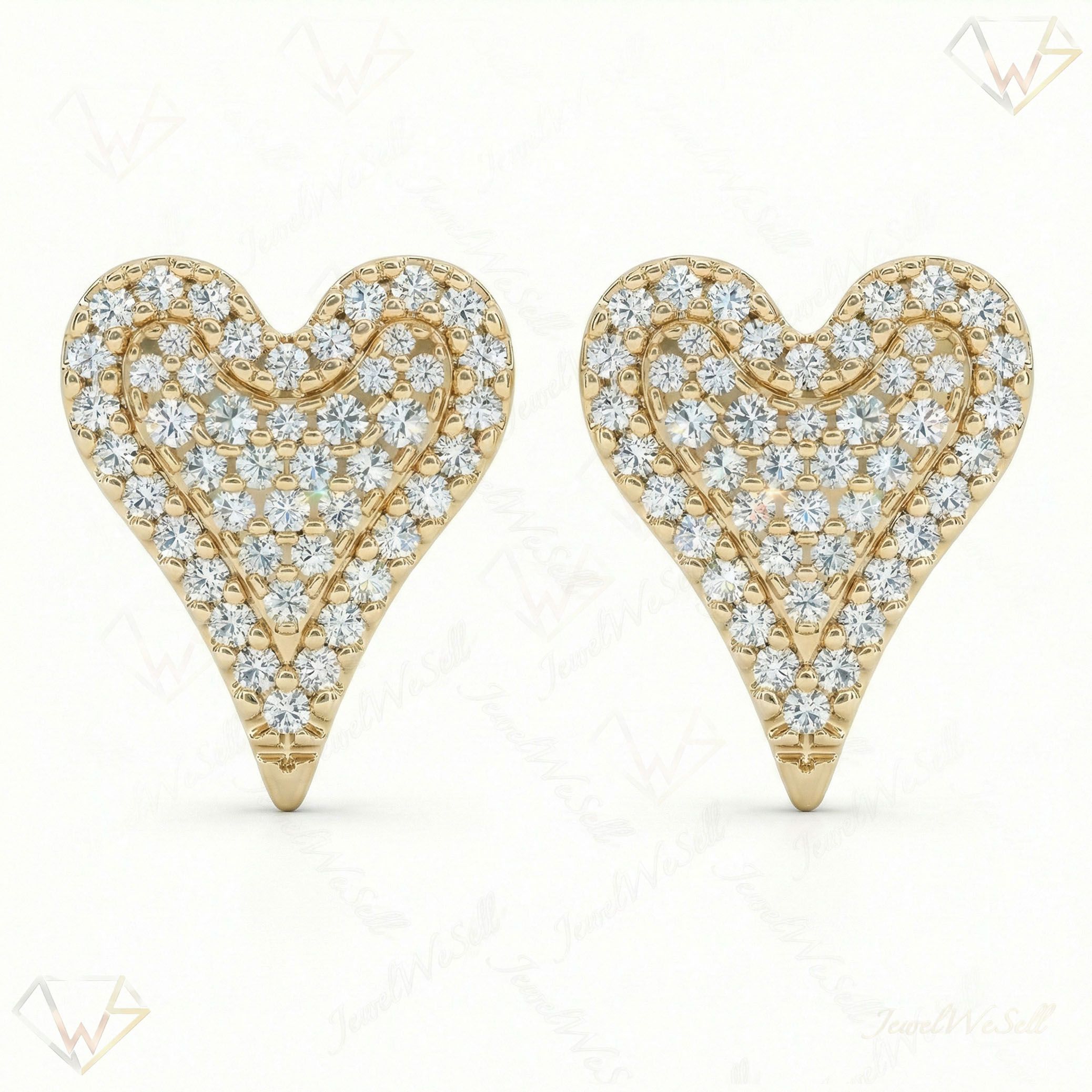 1.05 ct EF VS Lab Grown DIamond Heart Earrings in 10k Yellow Gold 301172