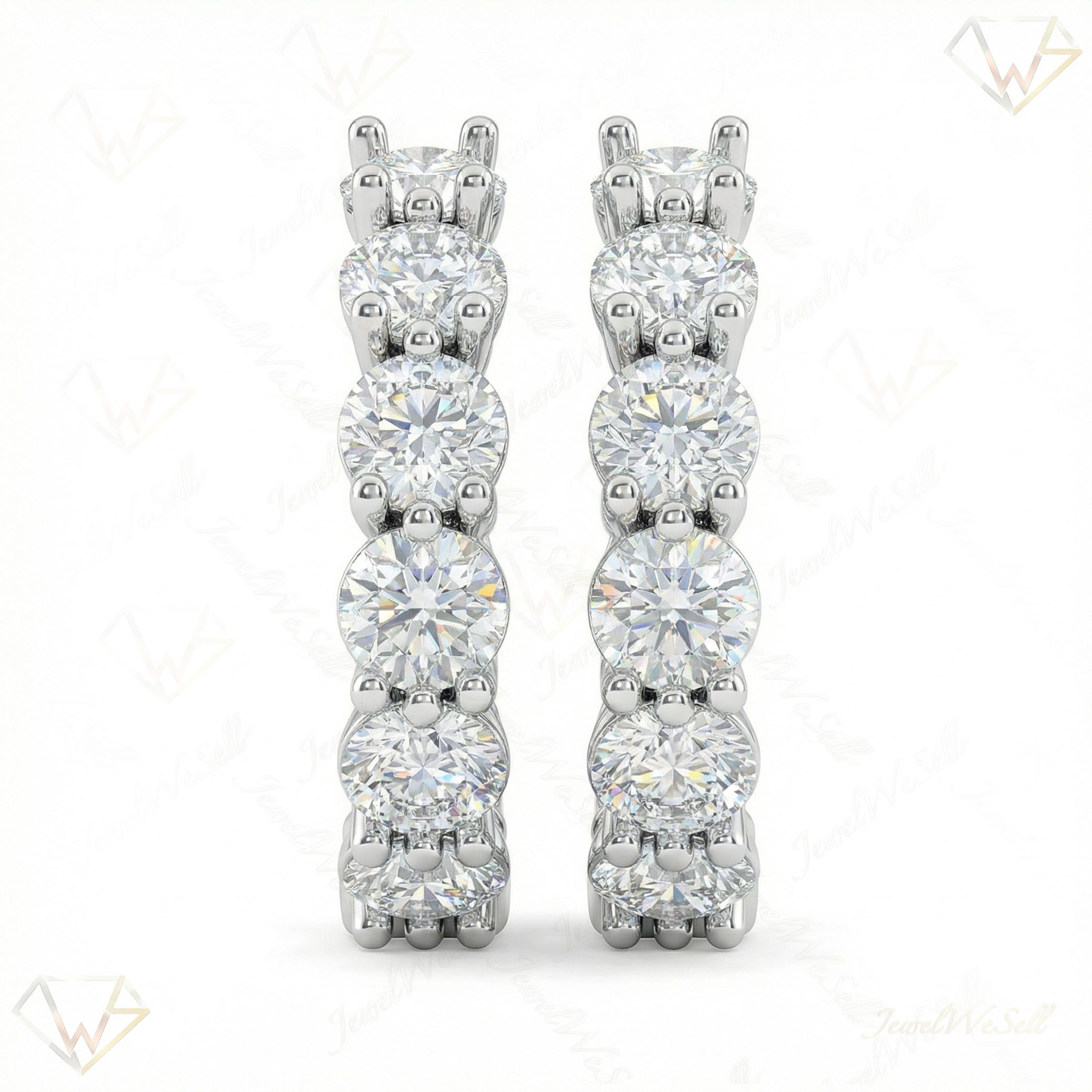 4.80 ct EF VS Moissanite Huggies Earrings in 925 Sterling Silver 301175