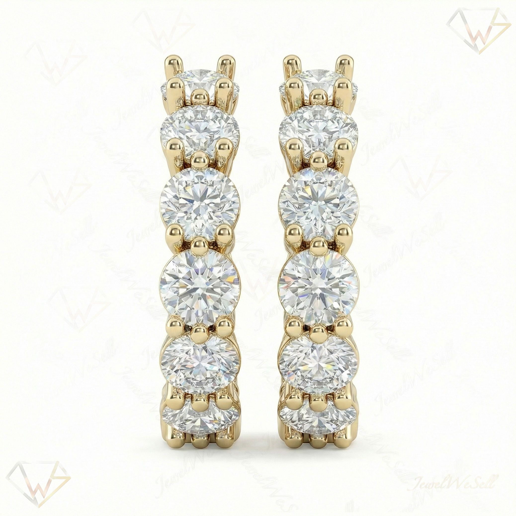 4.80 ct EF VS Lab Grown DIamond Huggies Earrings in 10k Yellow Gold 301175