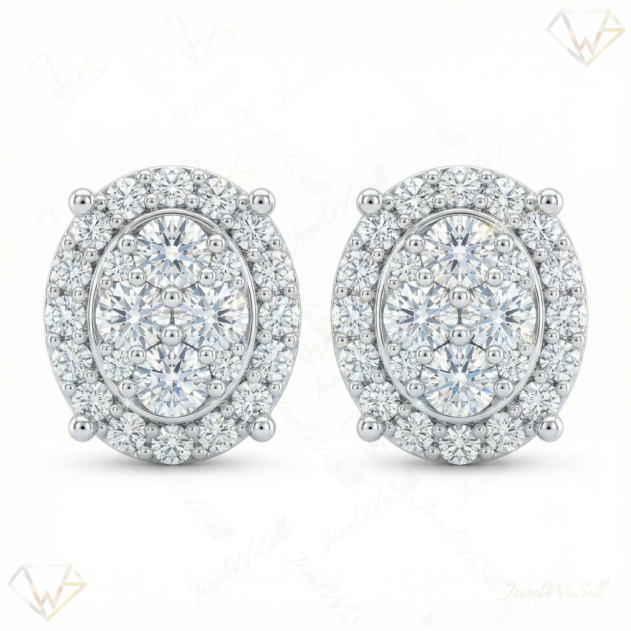 0.60 ct EF VS Lab Grown DIamond Cluster Earrings in 14k White Gold 301202