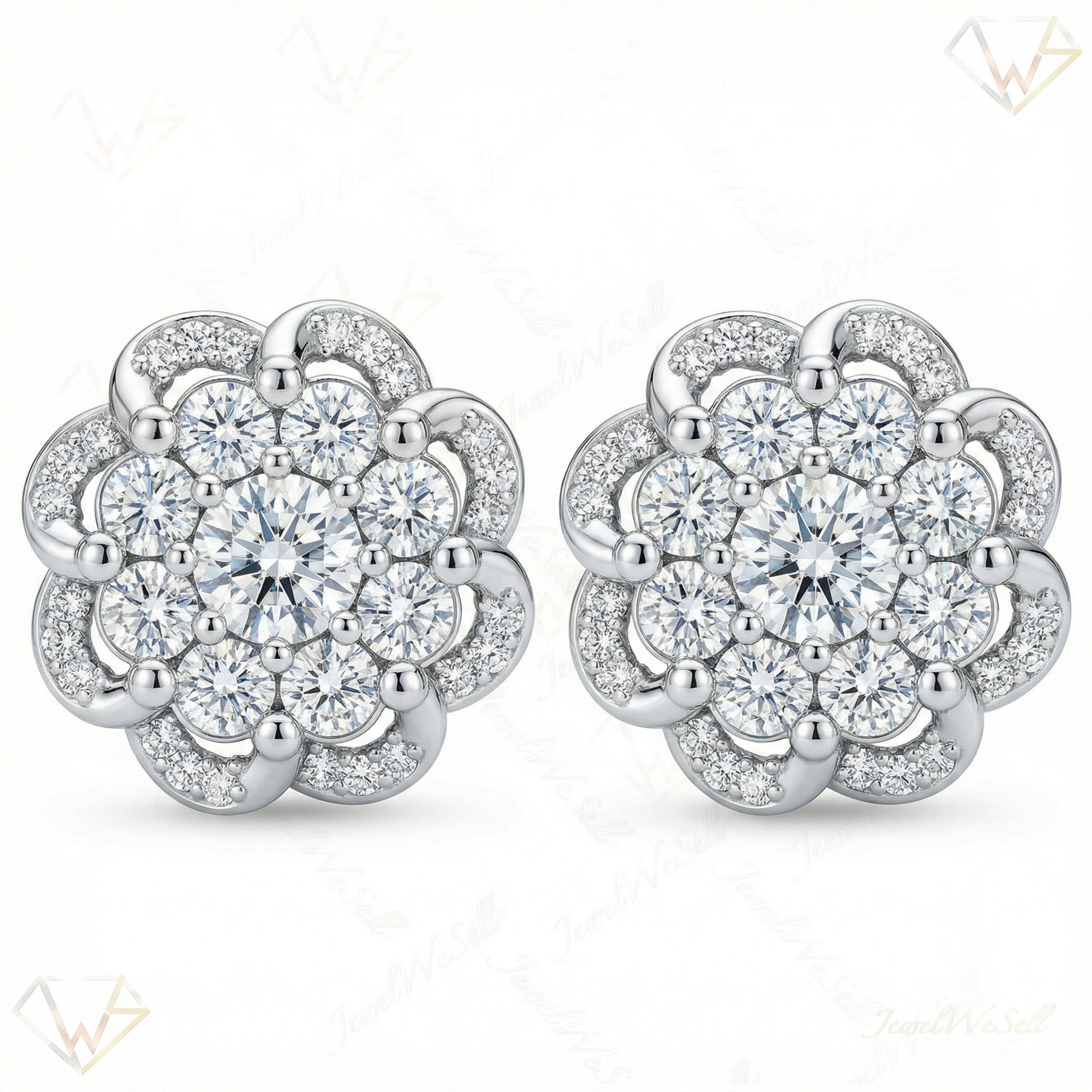 1.40 ct EF VS Moissanite Flower Earrings in 925 Sterling Silver 301776