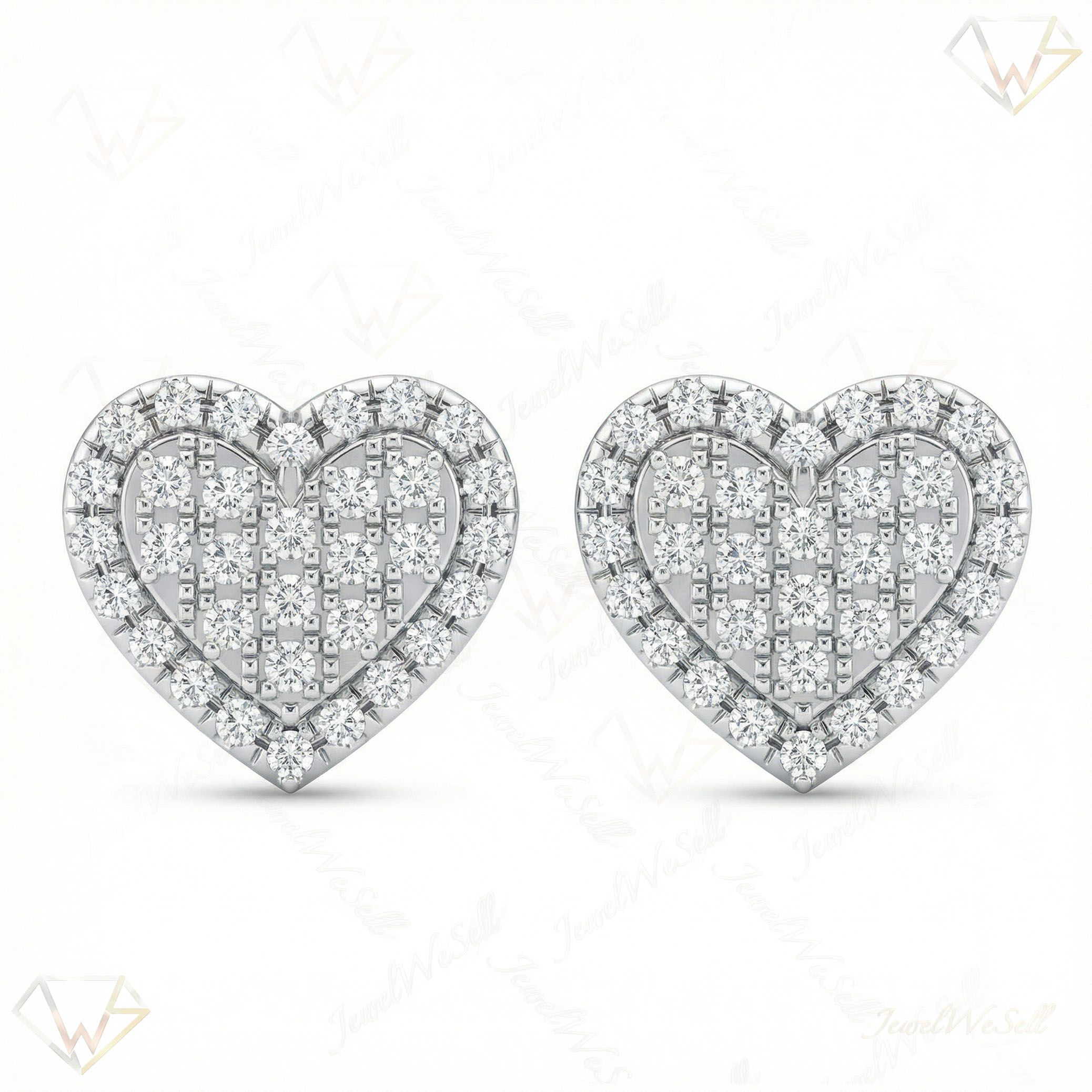 0.30 ct EF VS Lab Grown DIamond Heart Earrings in 10k White Gold 301780