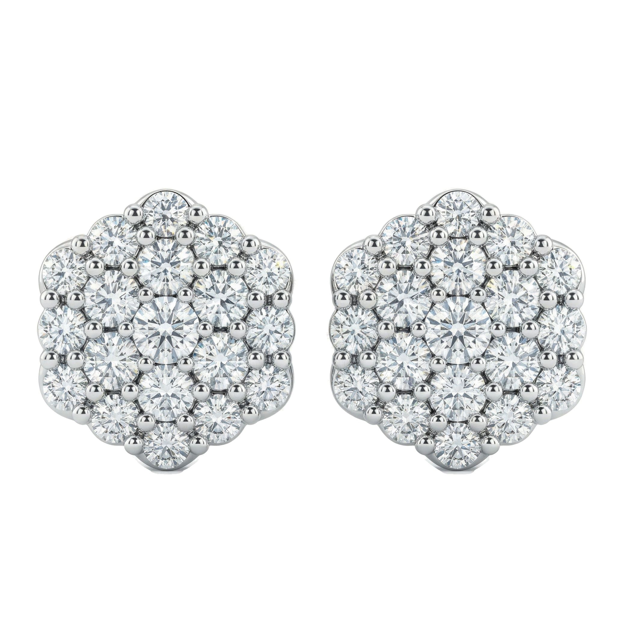2.45 ct EF VS Lab Grown DIamond Cluster Earrings in 14k White Gold 301793