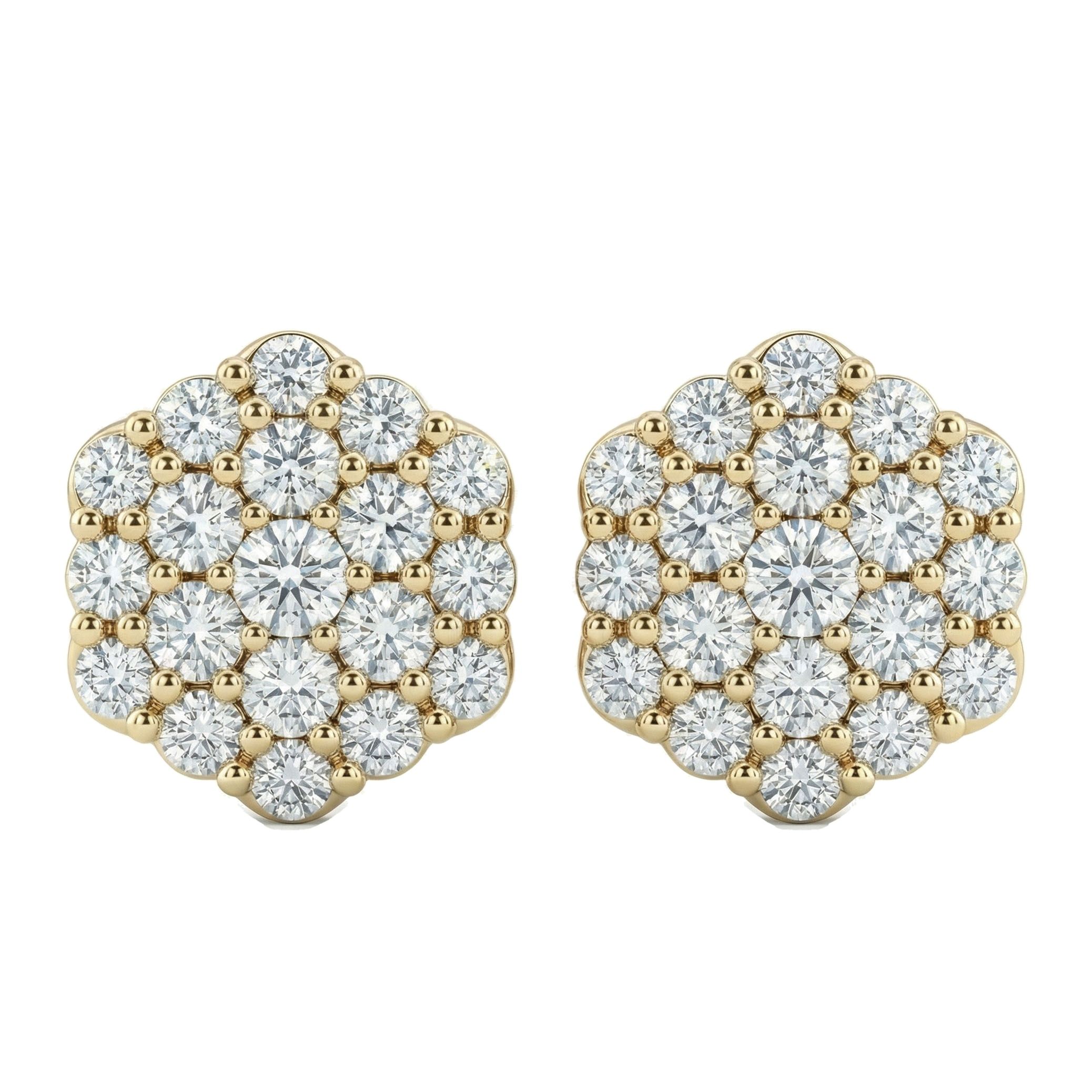 2.45 ct EF VS Lab Grown DIamond Cluster Earrings in 14k Yellow Gold 301793
