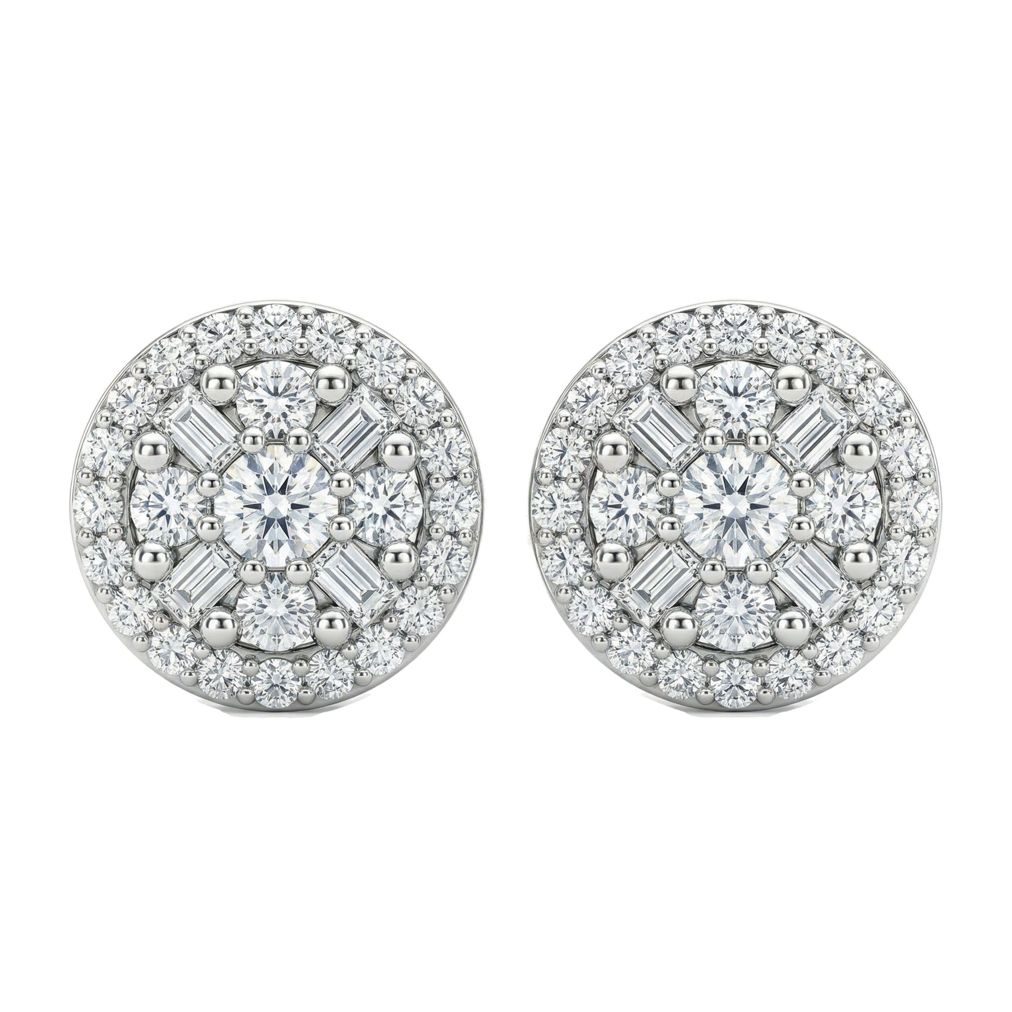 0.45 ct EF VS Moissanite Halo Earrings in 925 Sterling Silver 301794