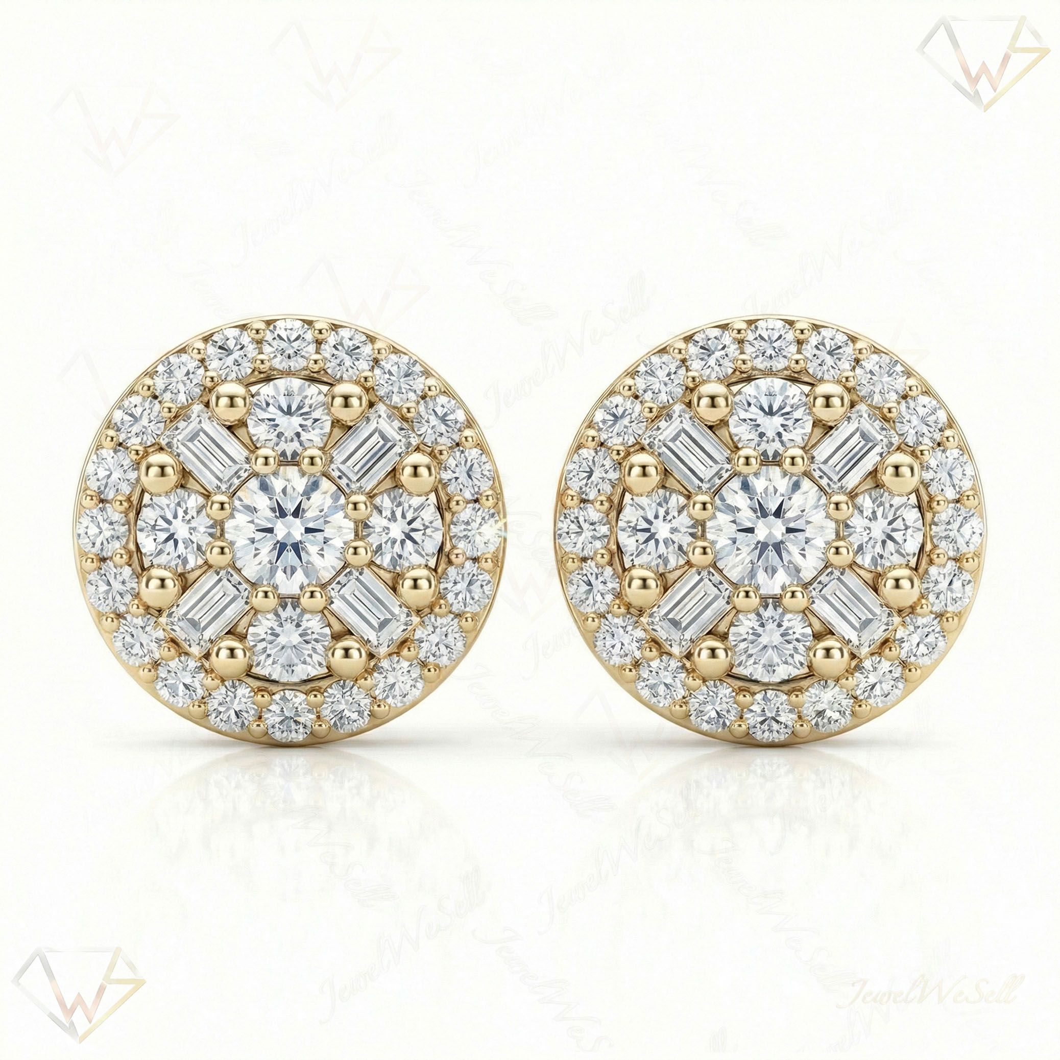 0.45 ct EF VS Lab Grown DIamond Halo Earrings in 14k Yellow Gold 301794