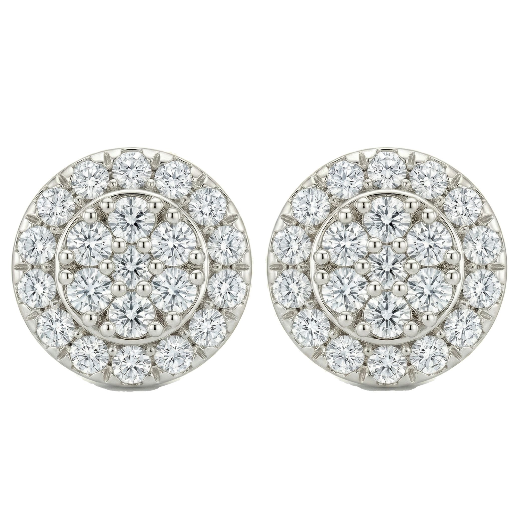 1.10 ct EF VS Lab Grown DIamond Halo Earrings in 10k White Gold 301795