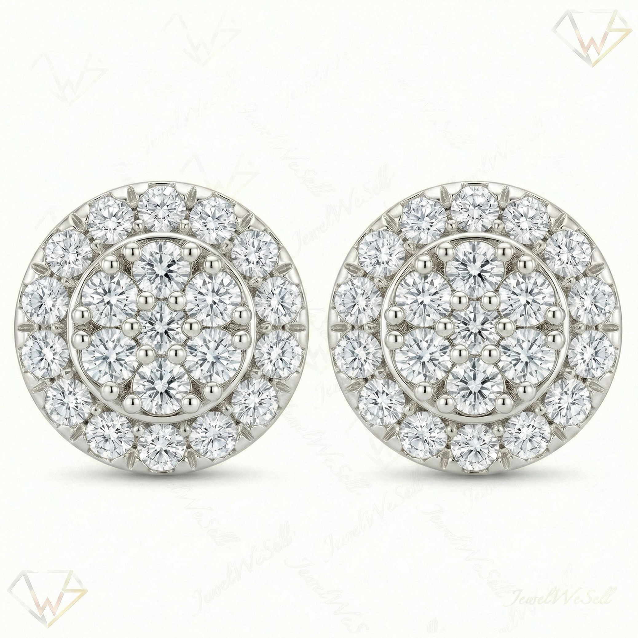 1.10 ct EF VS Lab Grown DIamond Halo Earrings in 14k White Gold 301795