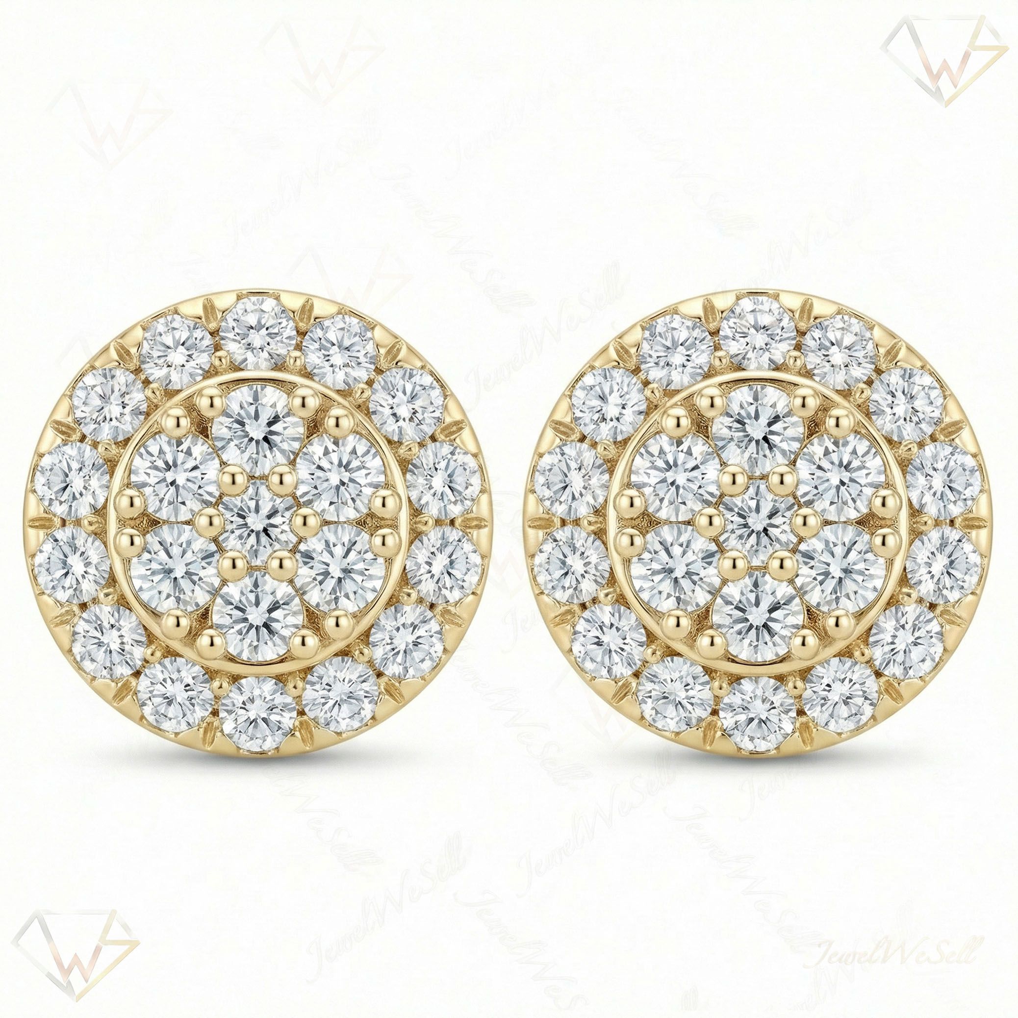1.10 ct EF VS Lab Grown DIamond Halo Earrings in 10k Yellow Gold 301795