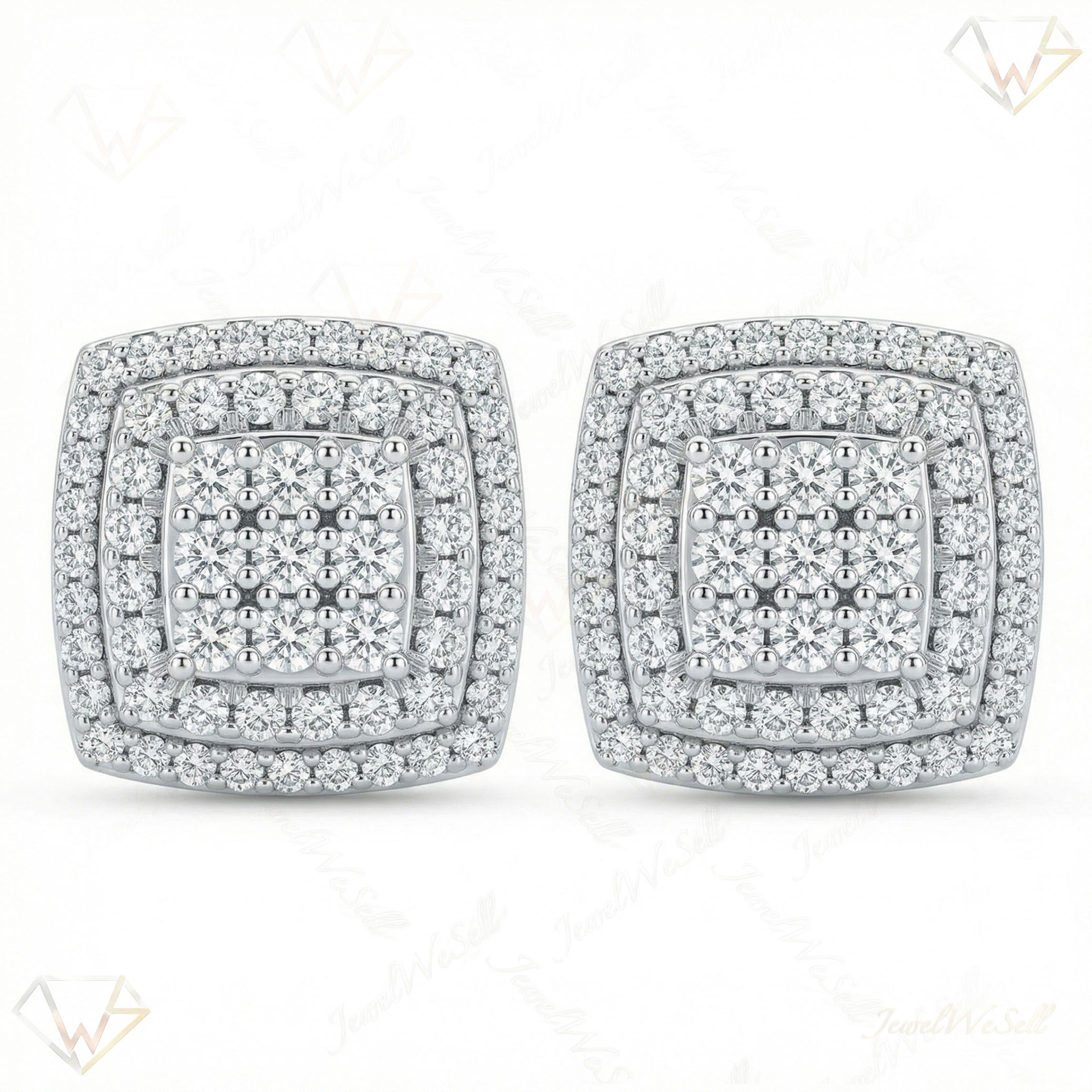0.90 ct EF VS Moissanite Micropave Earrings in 925 Sterling Silver 301802
