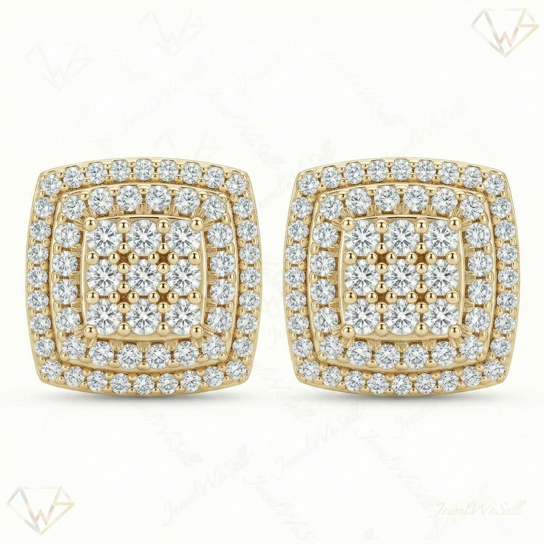 0.90 ct EF VS Lab Grown DIamond Micropave Earrings in 10k Yellow Gold 301802