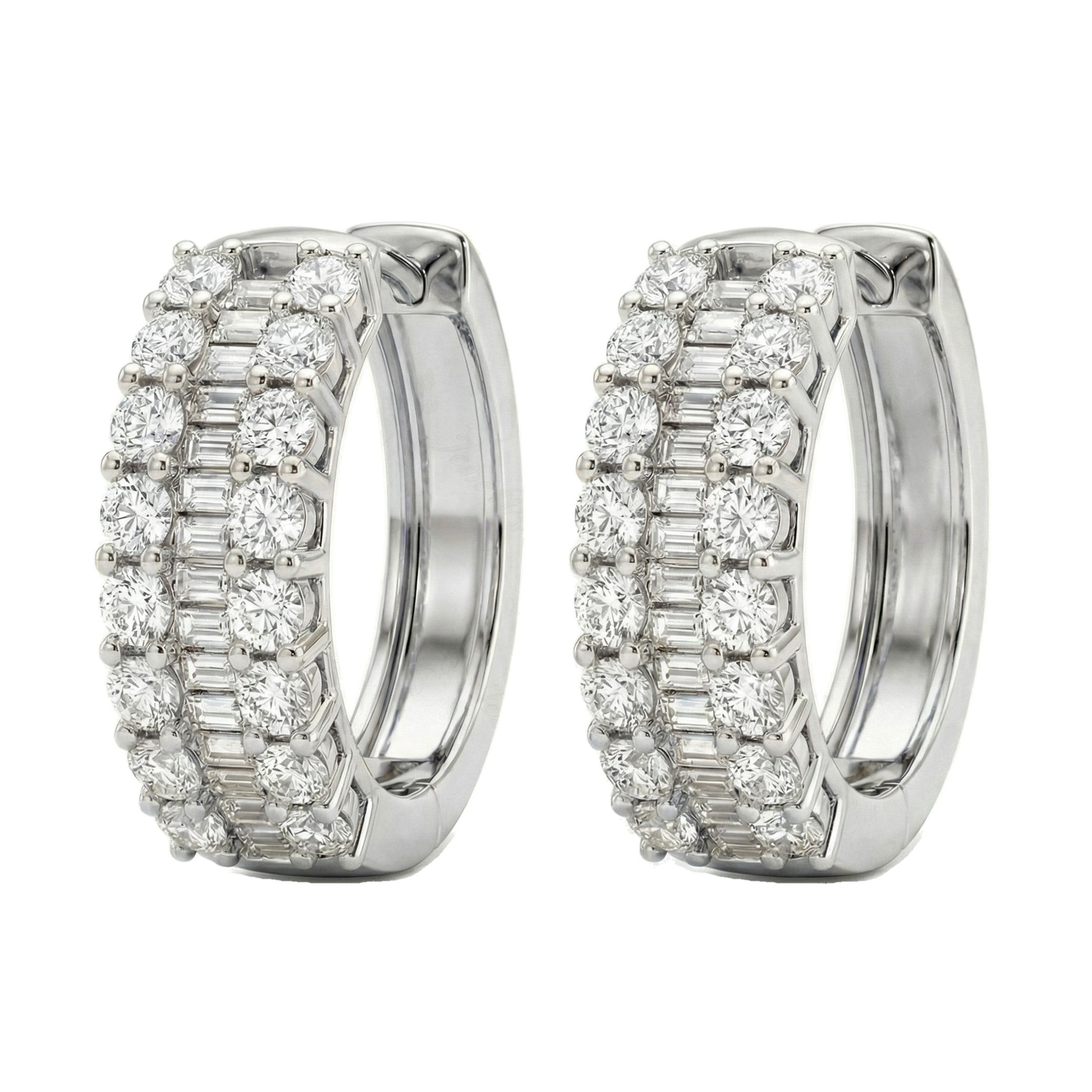 2.55 ct EF VS Lab Grown DIamond Huggies Earrings in 10k White Gold 301806