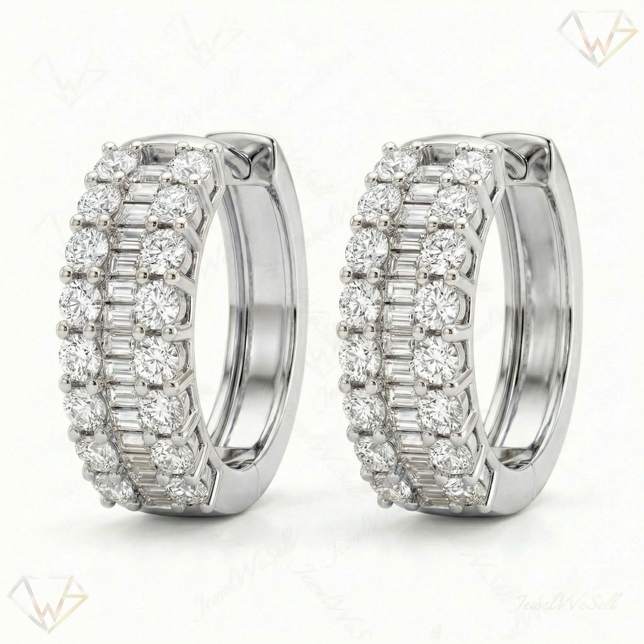 2.55 ct EF VS Moissanite Huggies Earrings in 925 Sterling Silver 301806