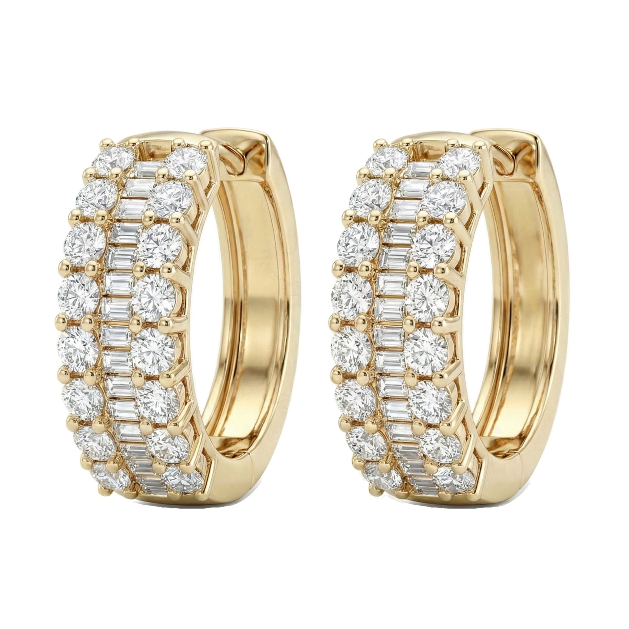2.55 ct EF VS Lab Grown DIamond Huggies Earrings in 10k Yellow Gold 301806