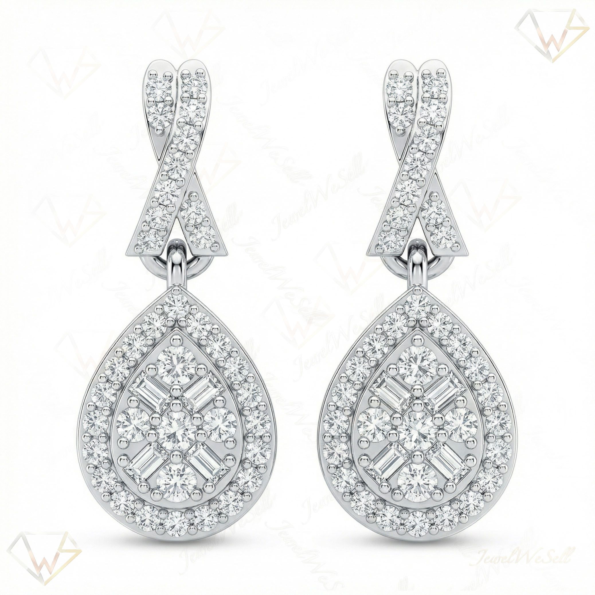 0.45 ct EF VS Lab Grown DIamond Cluster Earrings in 14k White Gold 301812