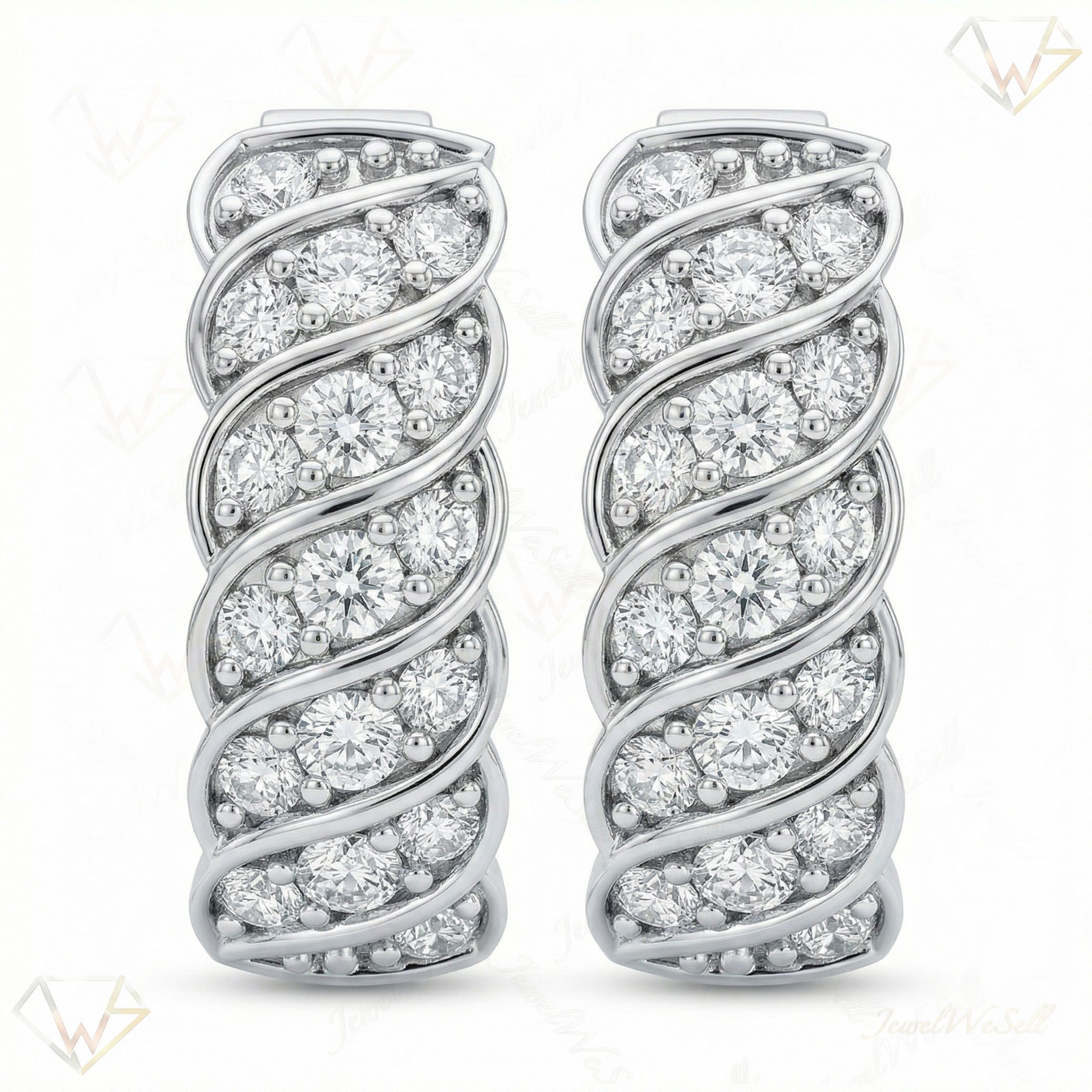 1.95 ct EF VS Moissanite Huggies Earrings in 925 Sterling Silver 301814