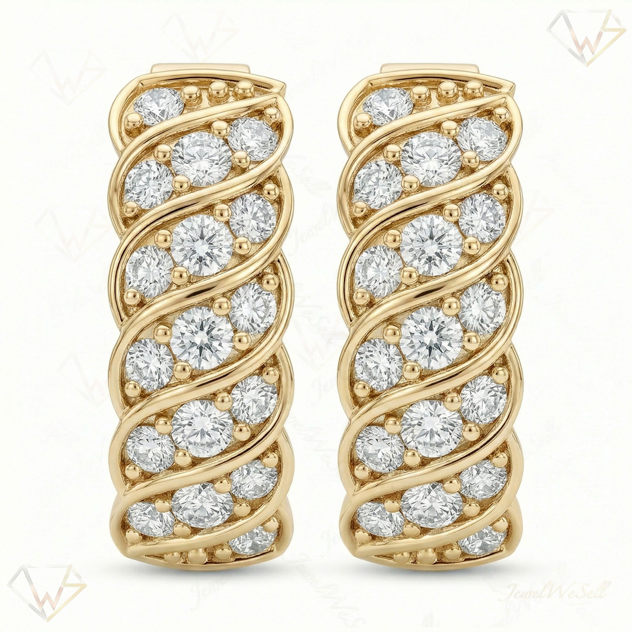 1.95 ct EF VS Lab Grown DIamond Huggies Earrings in 10k Yellow Gold 301814