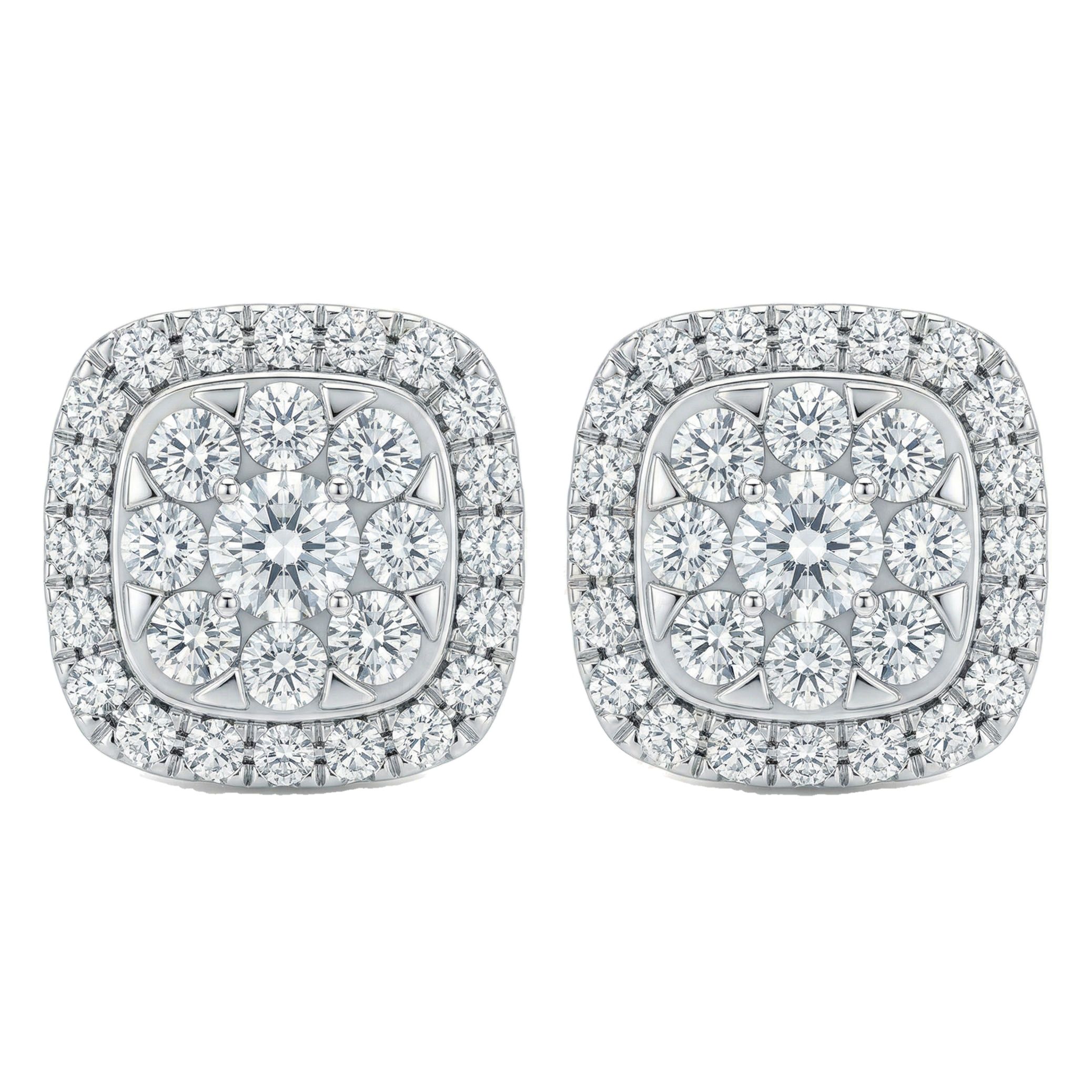 1.25 ct EF VS Lab Grown DIamond Cluster Earrings in 10k White Gold 301819