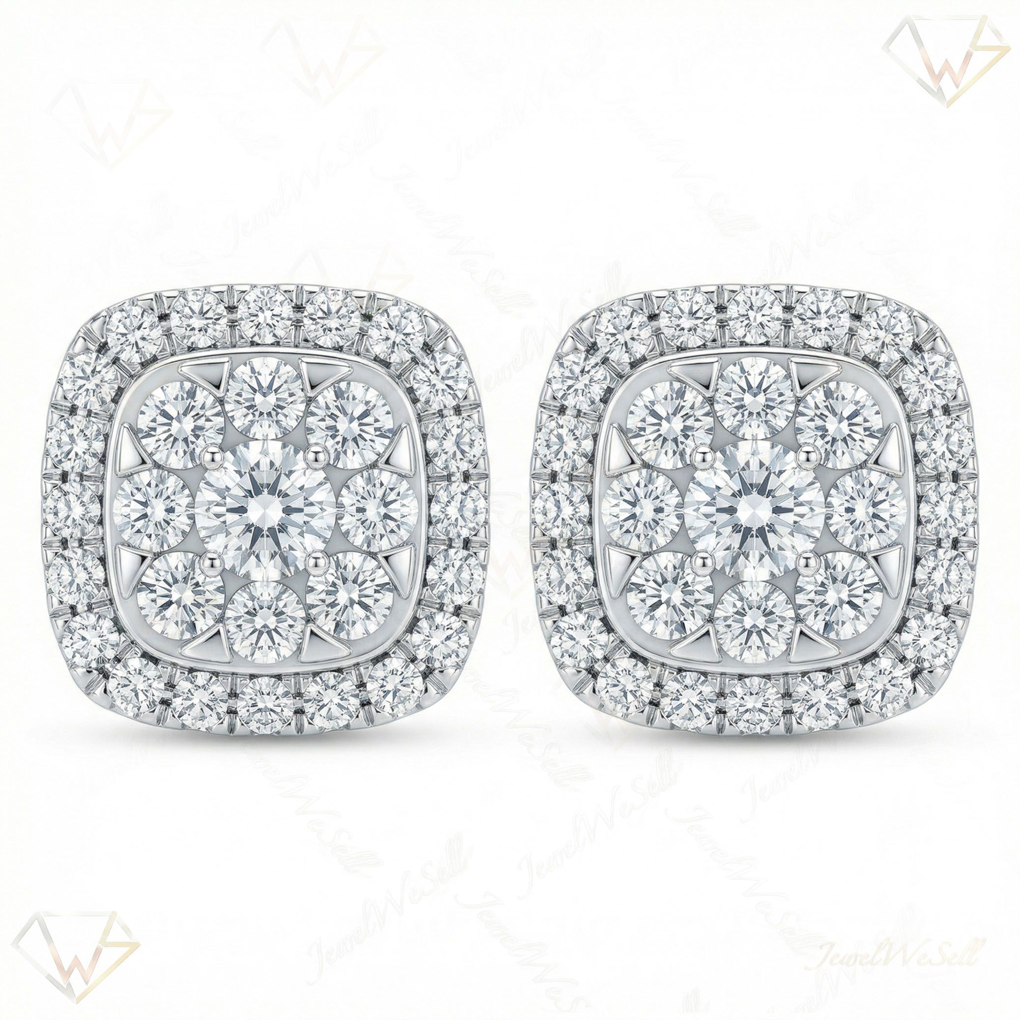 1.25 ct EF VS Lab Grown DIamond Cluster Earrings in 14k White Gold 301819