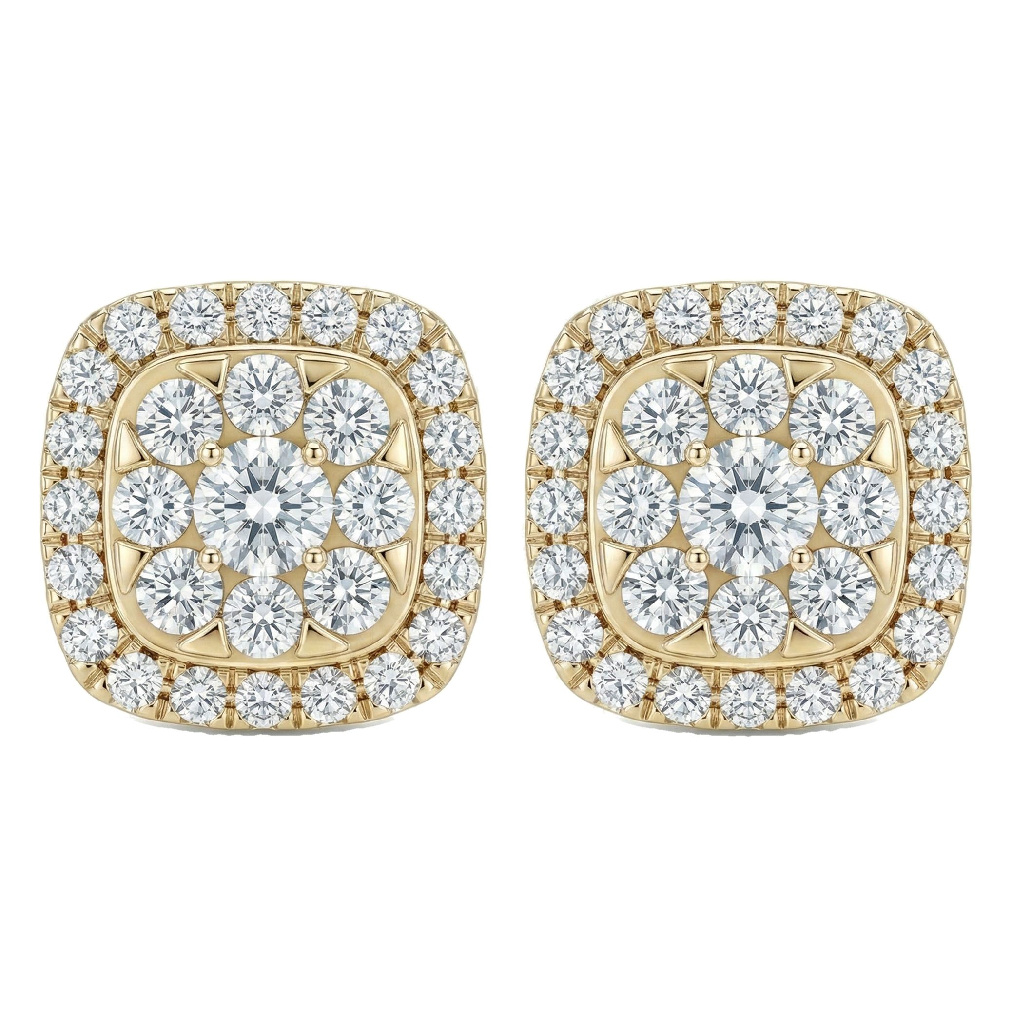 0.45 ct EF VS Lab Grown DIamond Cluster Earrings in 14k Yellow Gold 301819