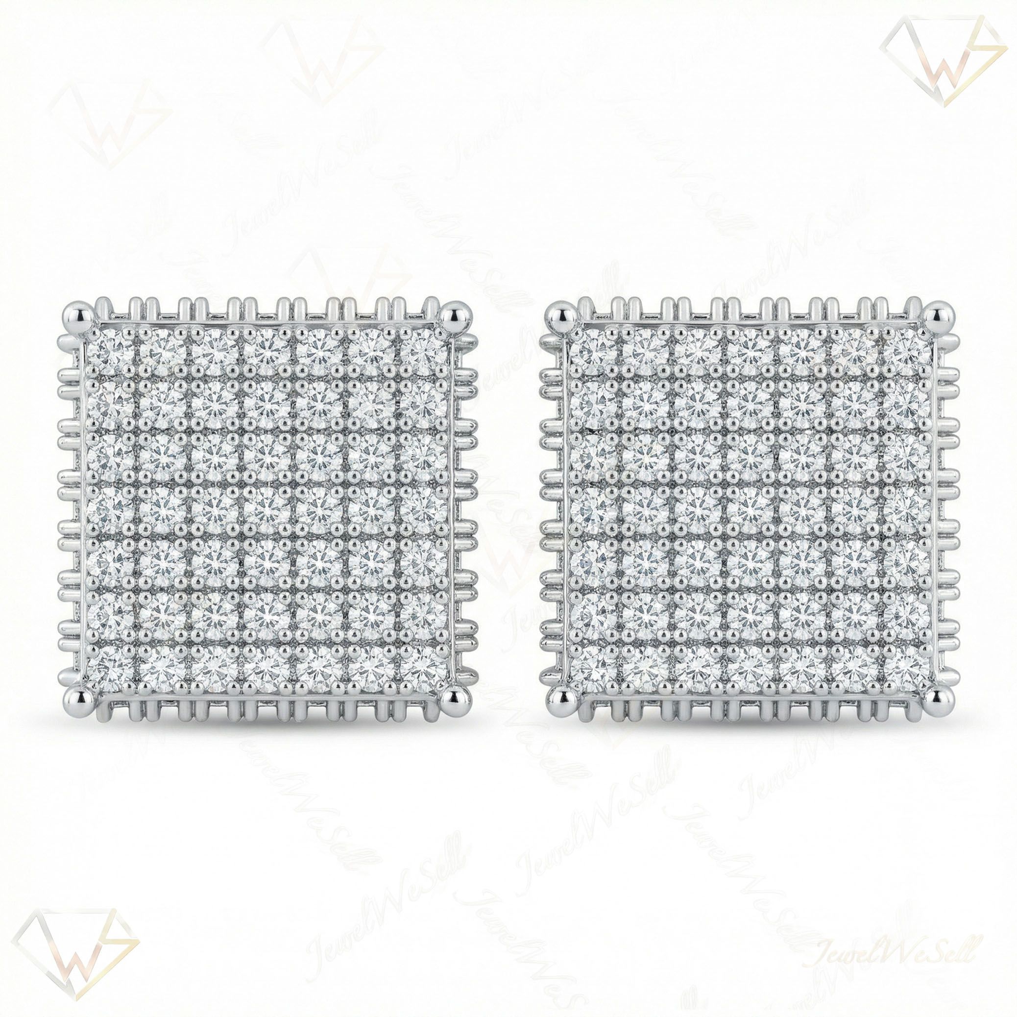 1.15 ct EF VS Lab Grown DIamond Micropave Earrings in 14k White Gold 301826