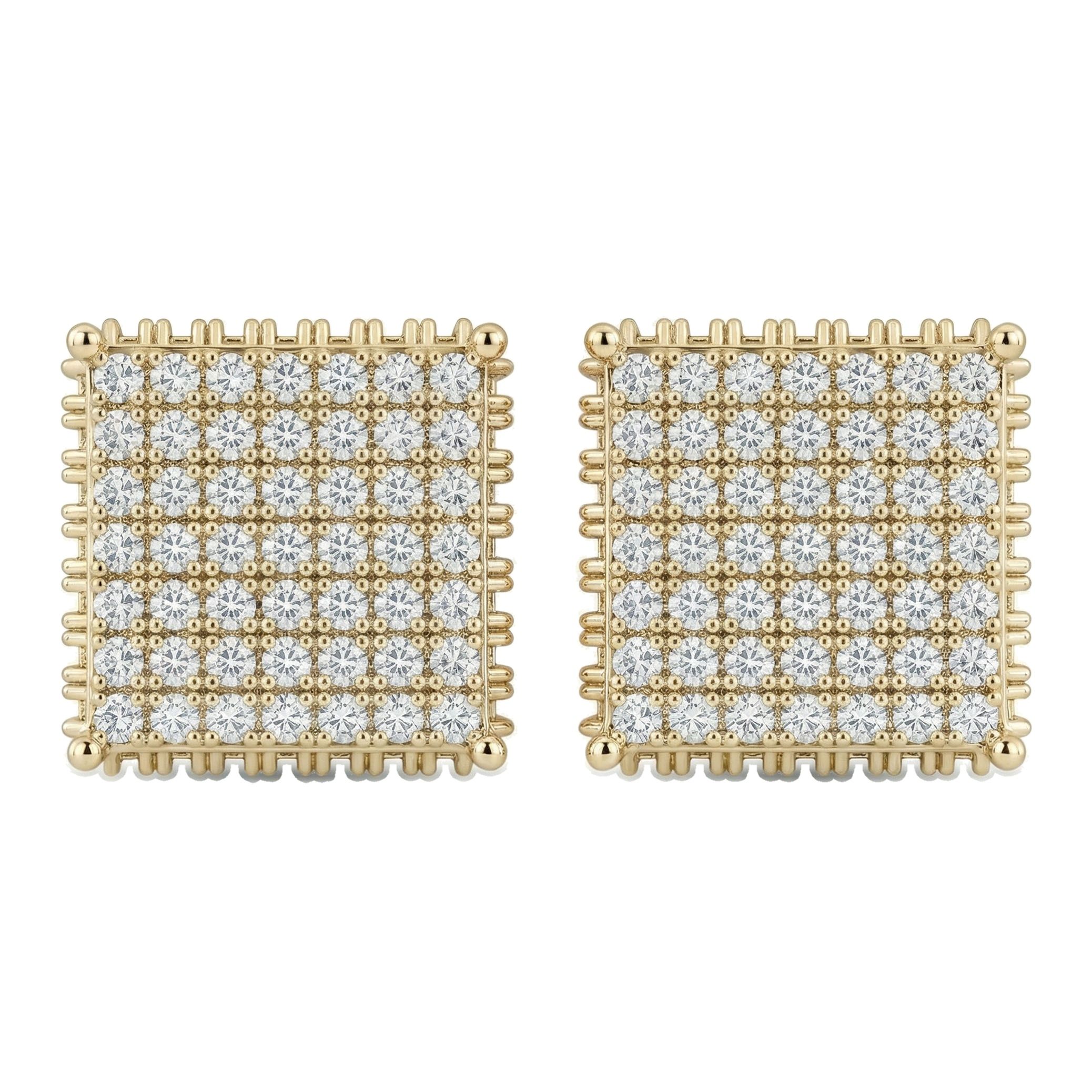 1.15 ct EF VS Lab Grown DIamond Micropave Earrings in 14k Yellow Gold 301826
