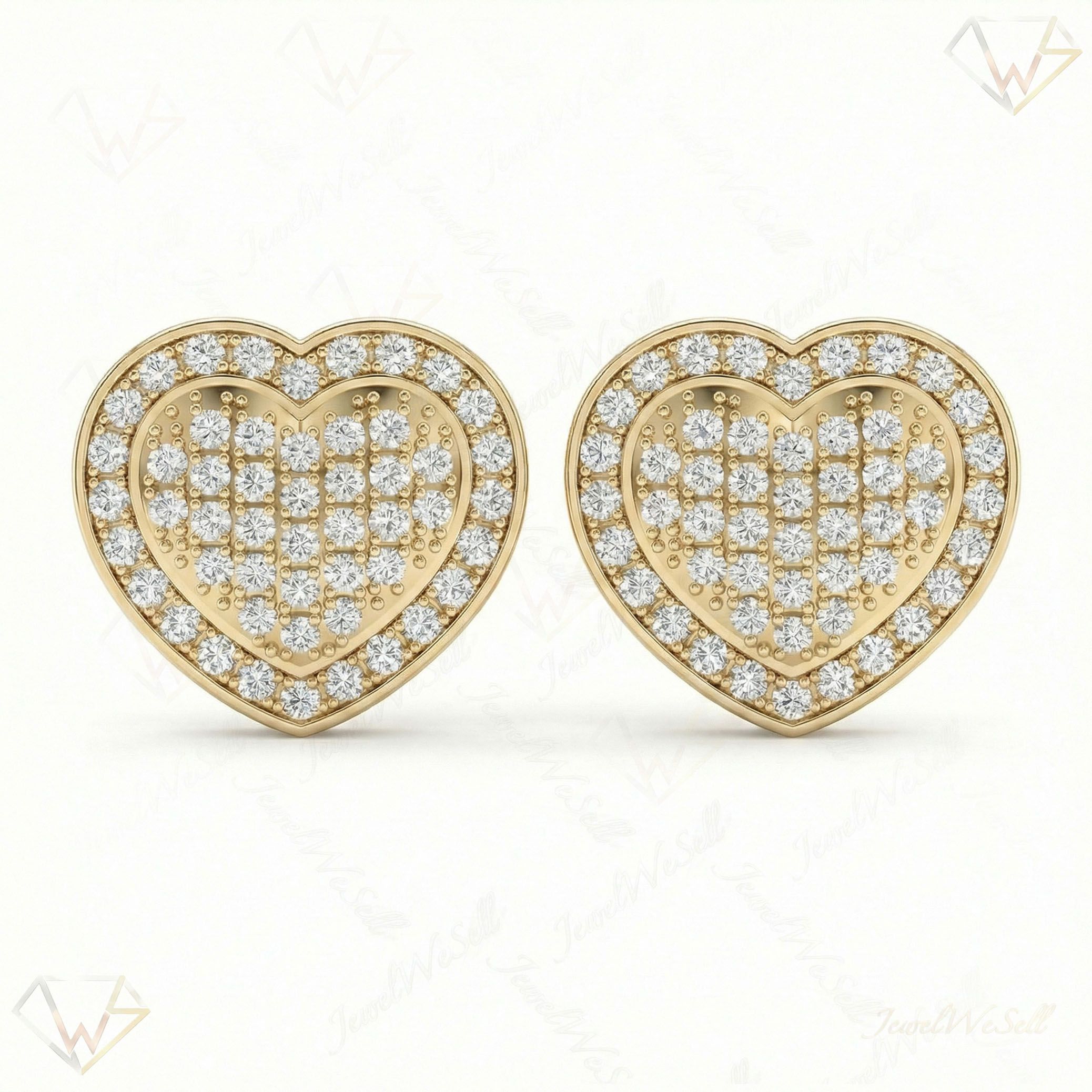 0.70 ct EF VS Lab Grown DIamond Micropave Earrings in 14k Yellow Gold 301827
