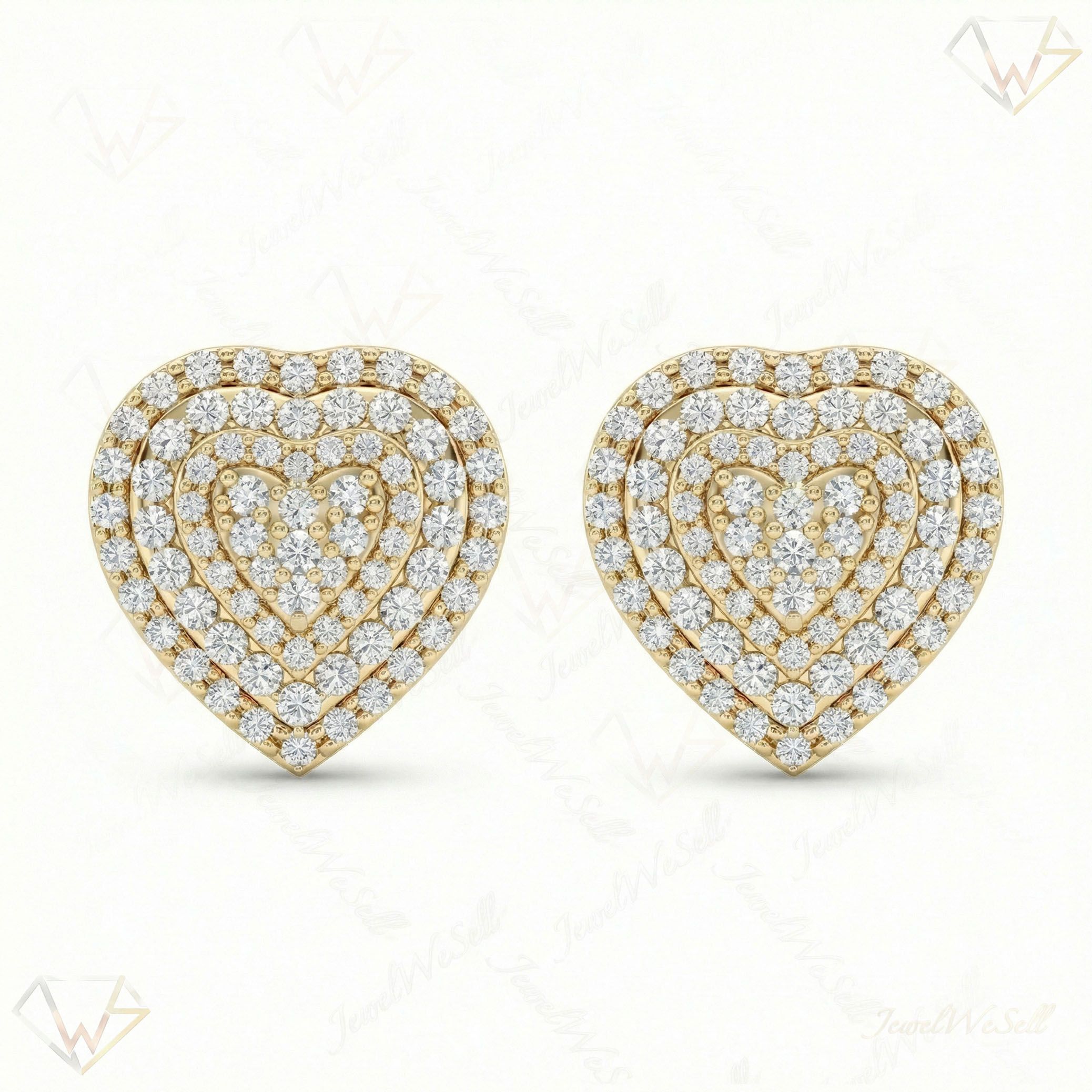 1.20 ct EF VS Lab Grown DIamond Halo Earrings in 14k Yellow Gold 301830