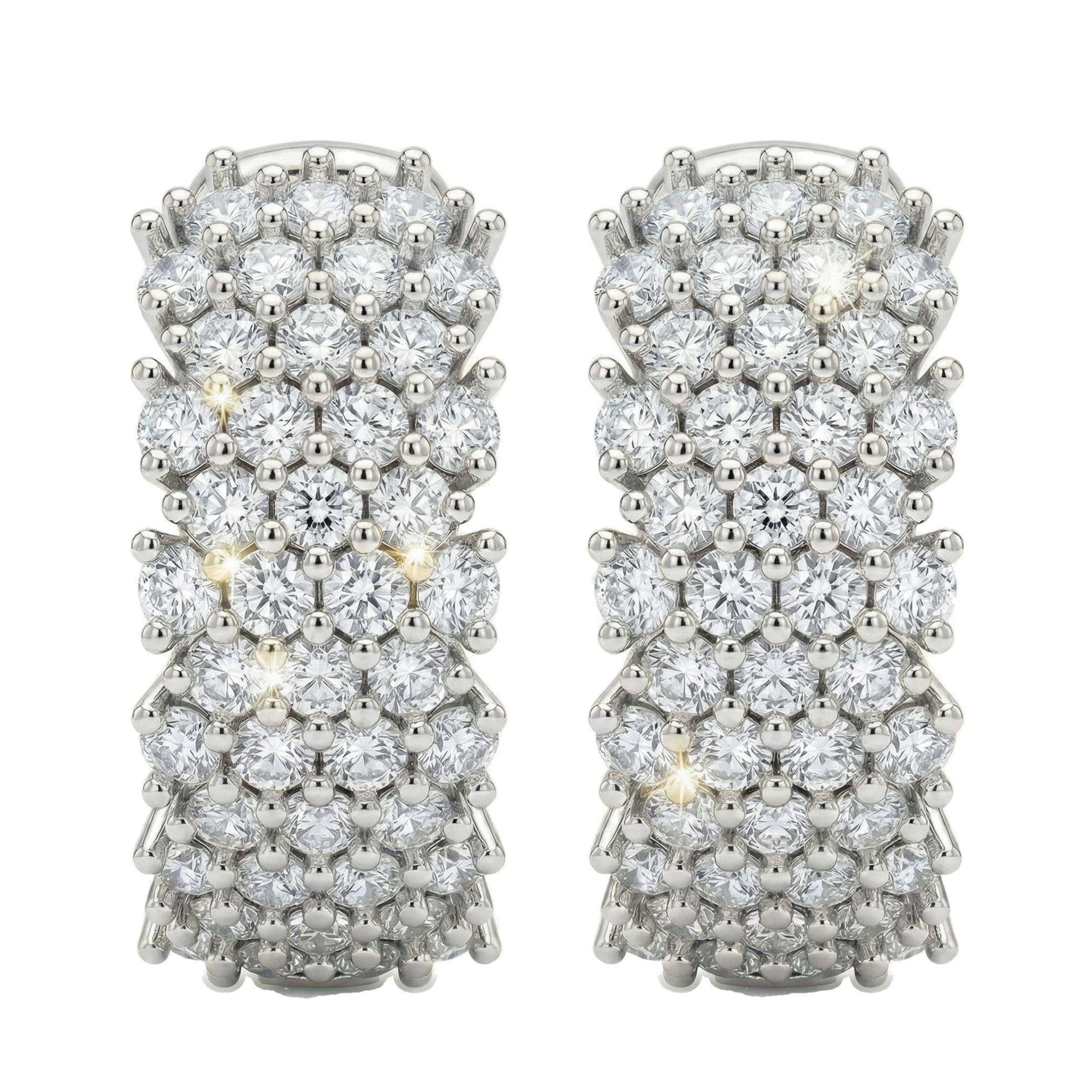 1.35 ct EF VS Lab Grown DIamond Huggies Earrings in 14k White Gold 301838